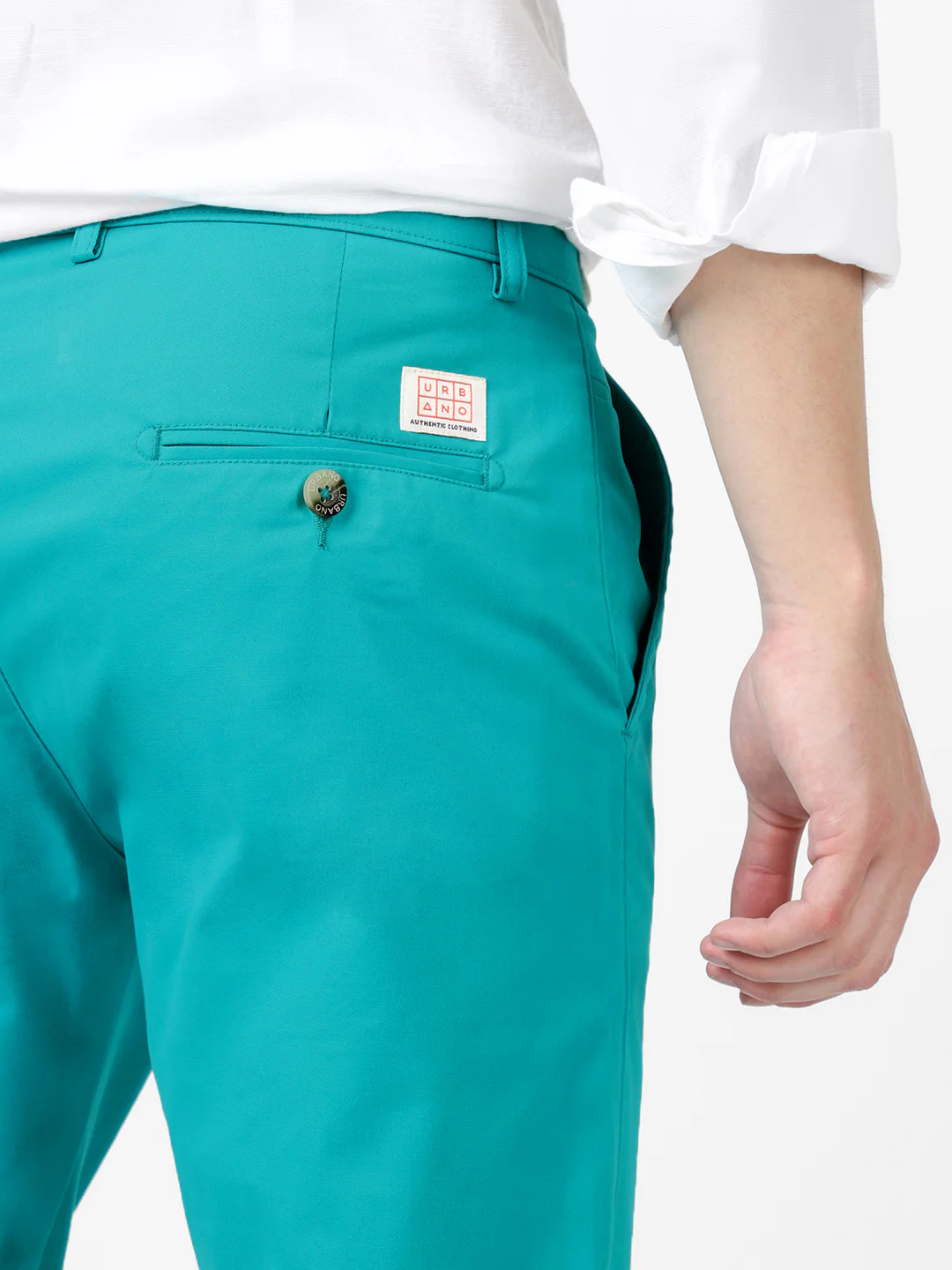 Men's Turquoise Blue Cotton Slim Fit Casual Chinos Trousers Stretch - Image 6