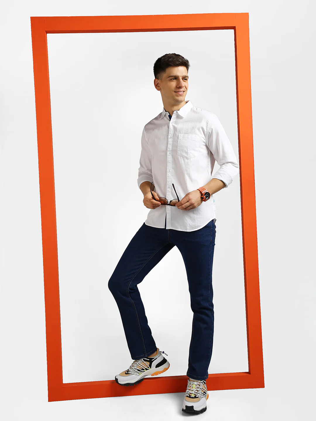 Men's White Cotton Full Sleeve Slim Fit Casual Solid Shirt - Image 4
