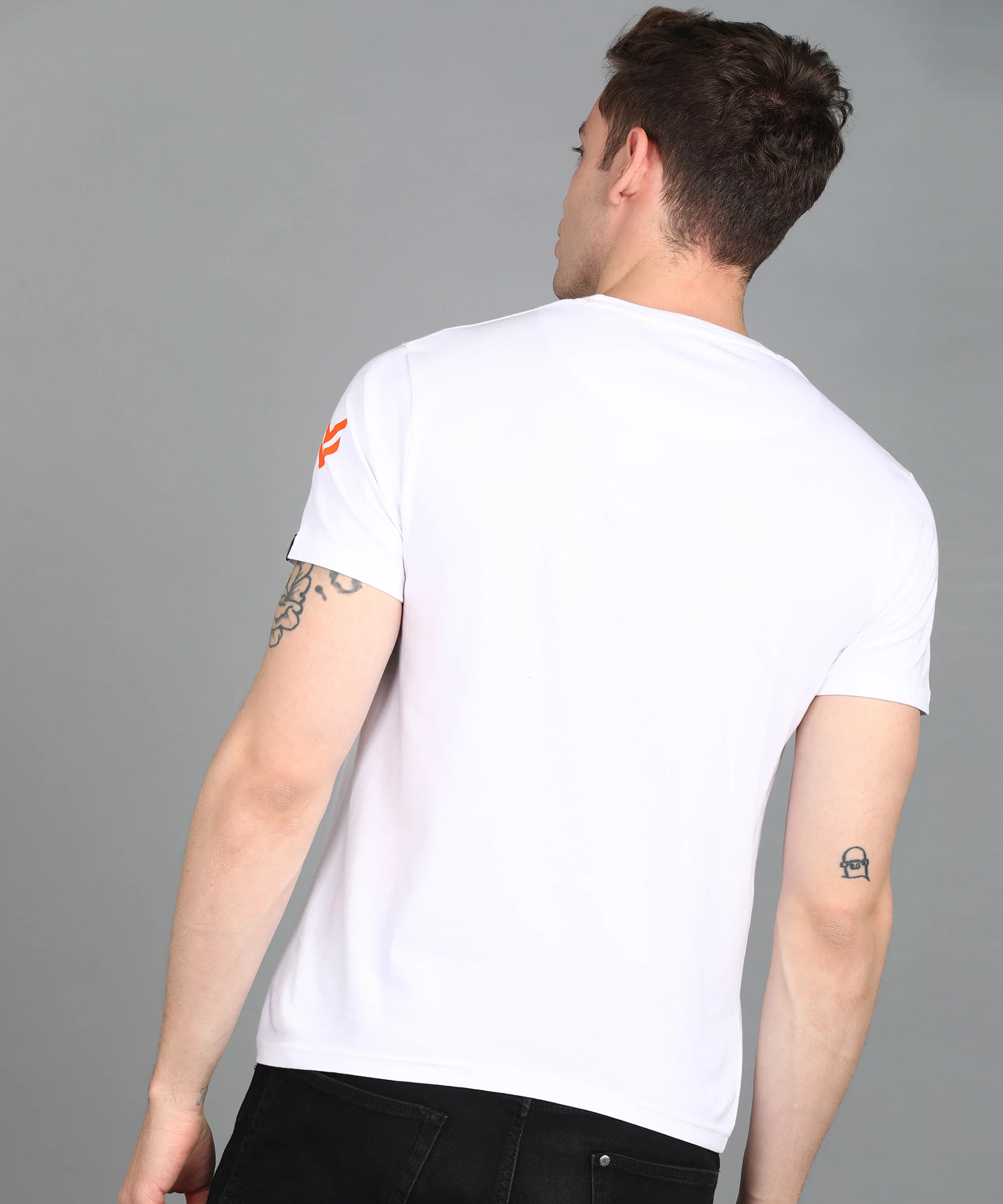 Urbano Fashion Men's White Graphic Printed Round Neck Half Sleeve Slim Fit Cotton T-Shirt - Image 3