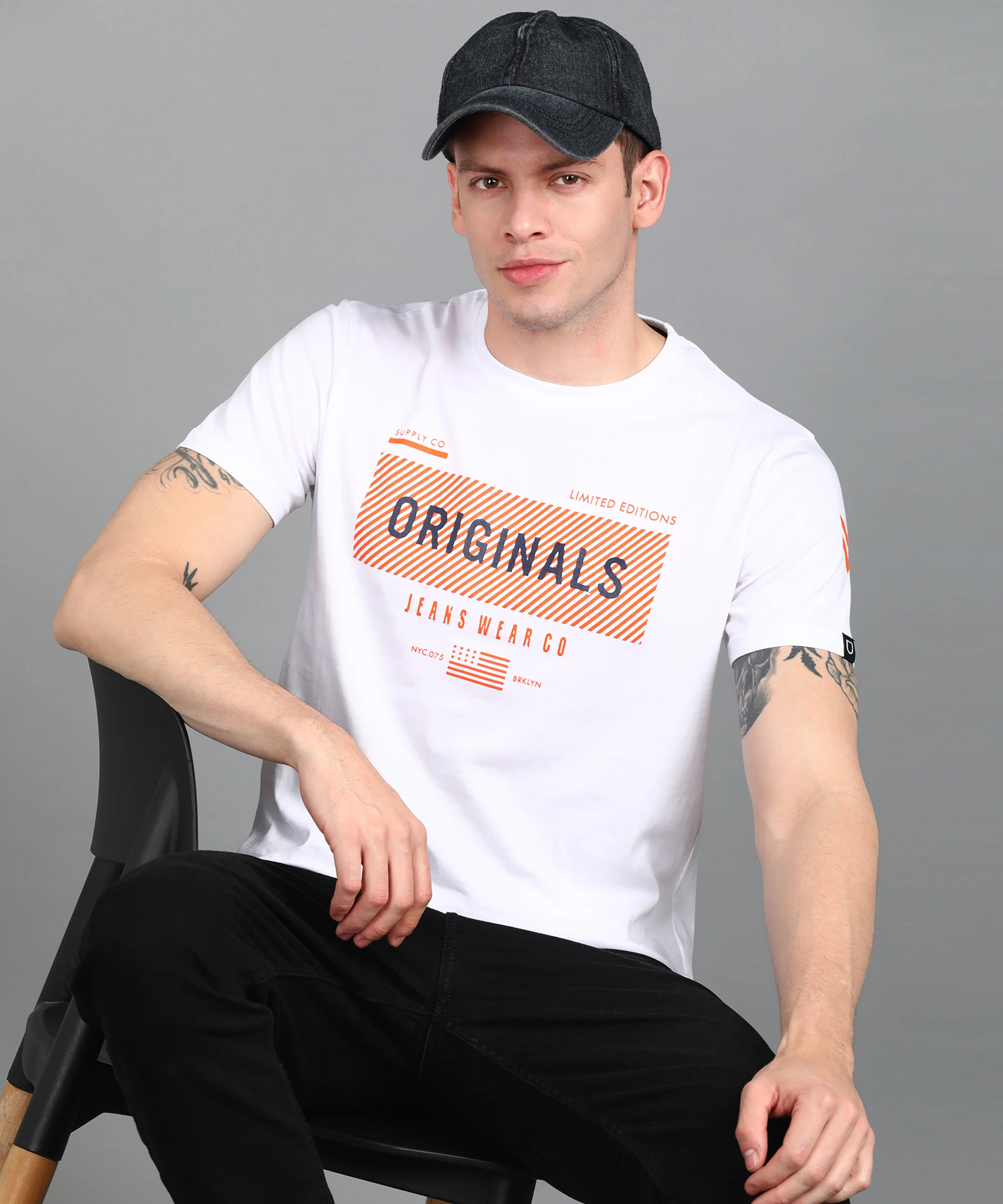 Urbano Fashion Men's White Graphic Printed Round Neck Half Sleeve Slim Fit Cotton T-Shirt - Image 4