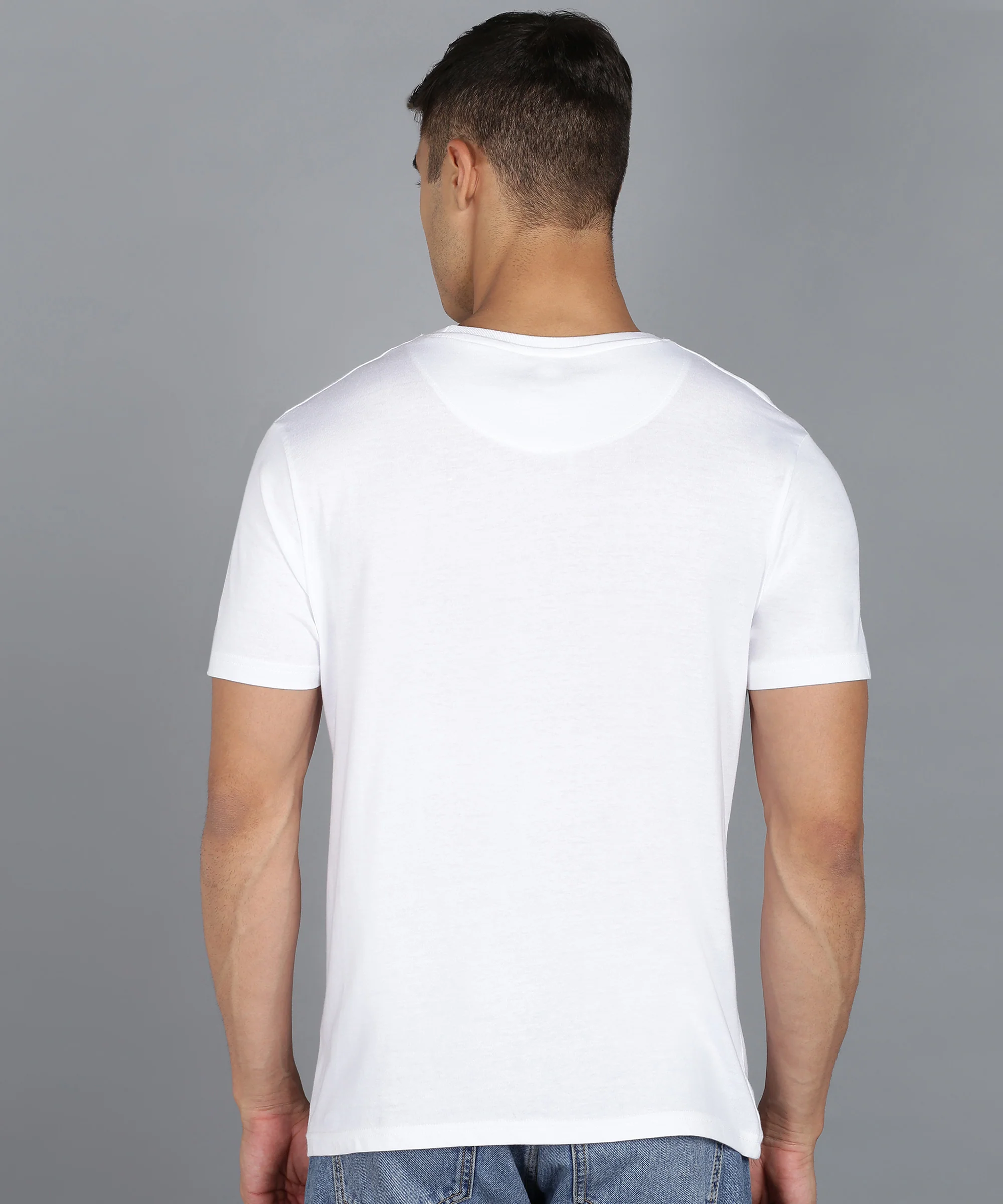 Urbano Fashion Men's White Graphic Printed Round Neck Half Sleeve Slim Fit Cotton T-Shirt - Image 3