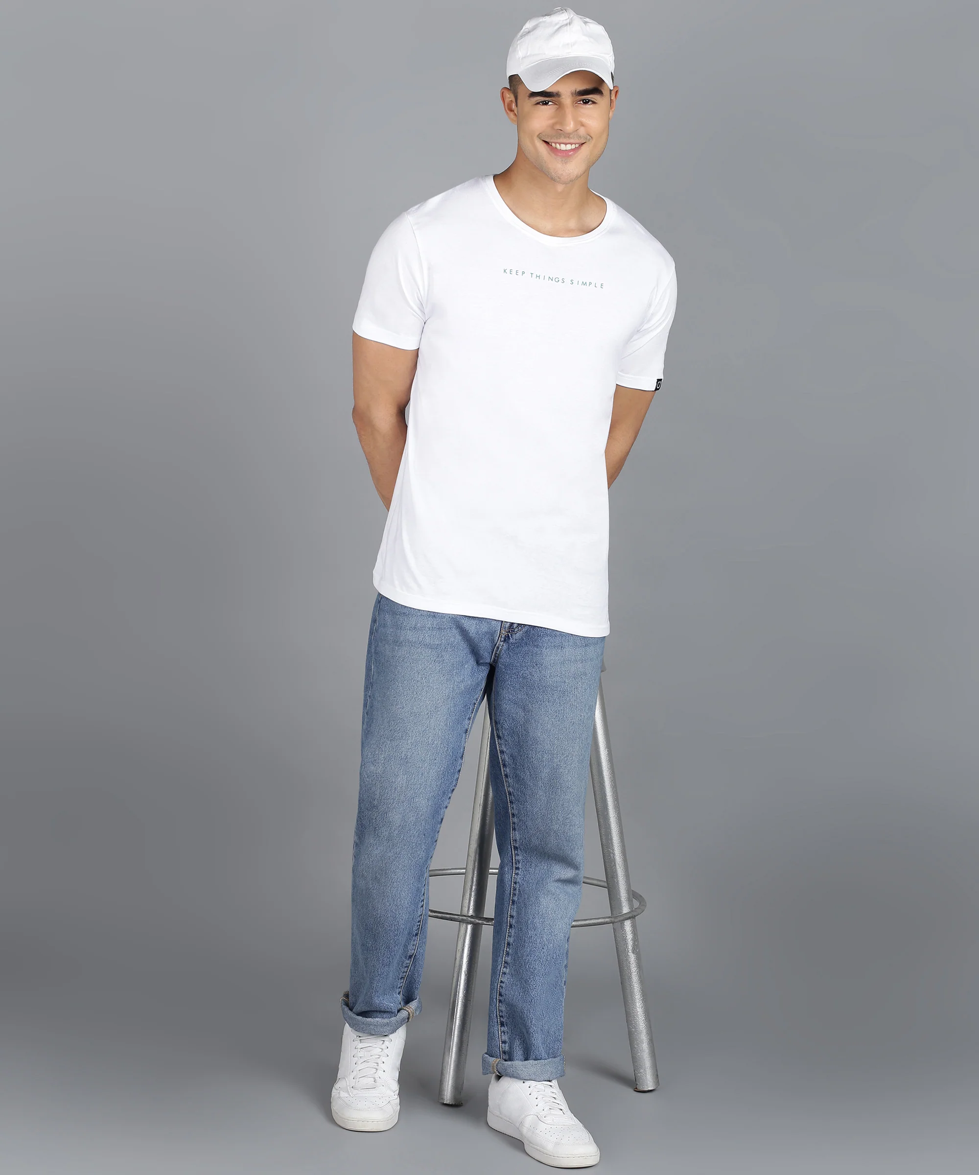 Urbano Fashion Men's White Graphic Printed Round Neck Half Sleeve Slim Fit Cotton T-Shirt - Image 4