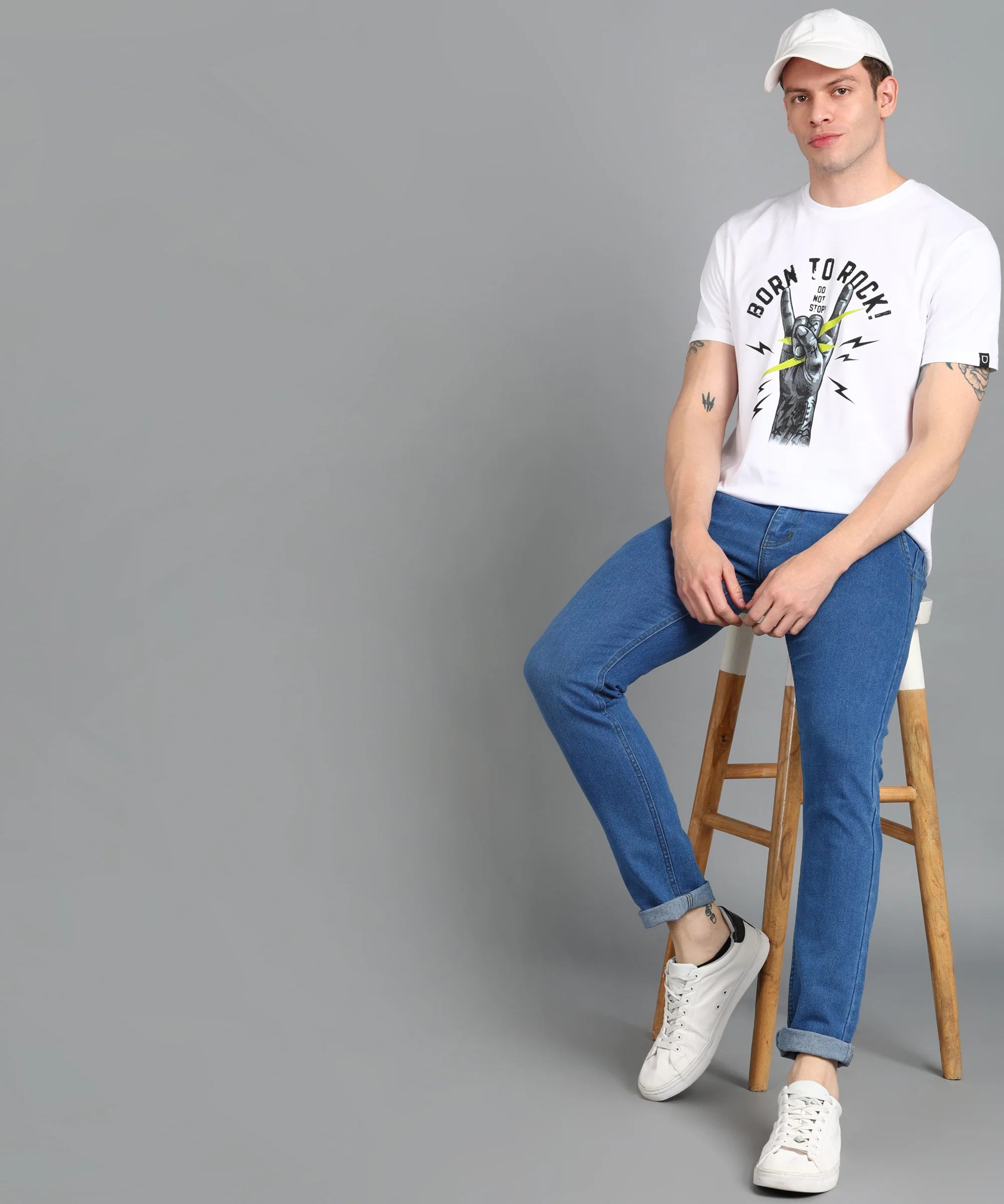 Urbano Fashion Men's White Graphic Printed Round Neck Half Sleeve Slim Fit Cotton T-Shirt - Image 4