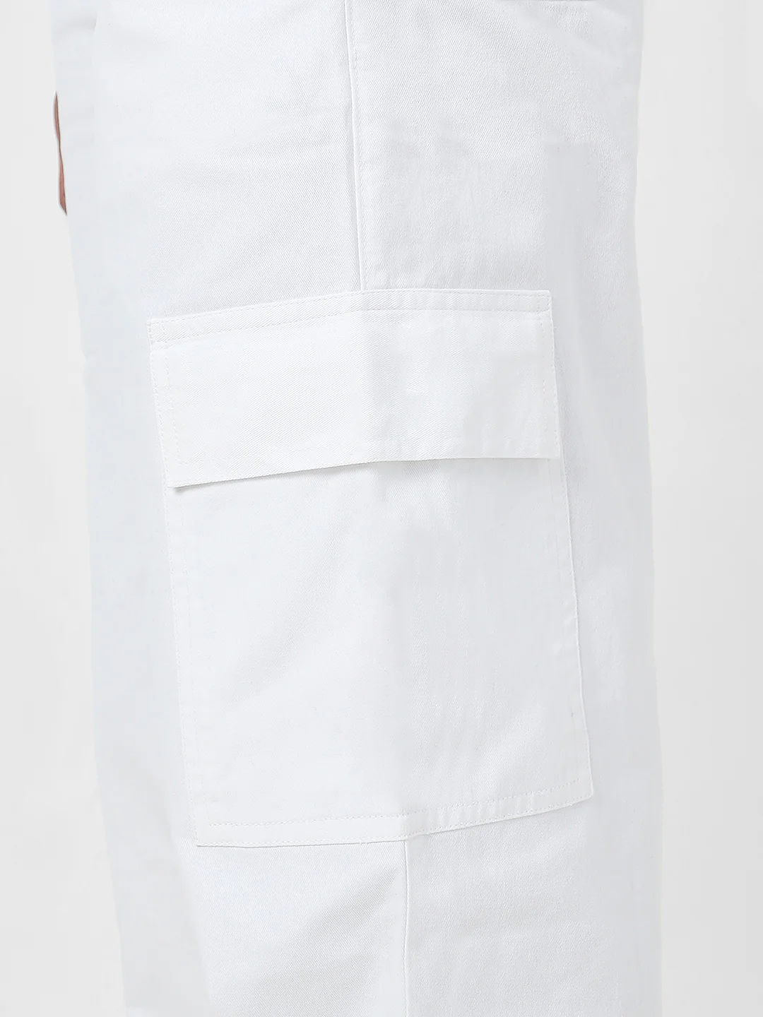 Urbano Fashion Men's White Loose Baggy Fit Solid Cargo Chino Pant with 6 Pockets Non-Stretchable - Image 5