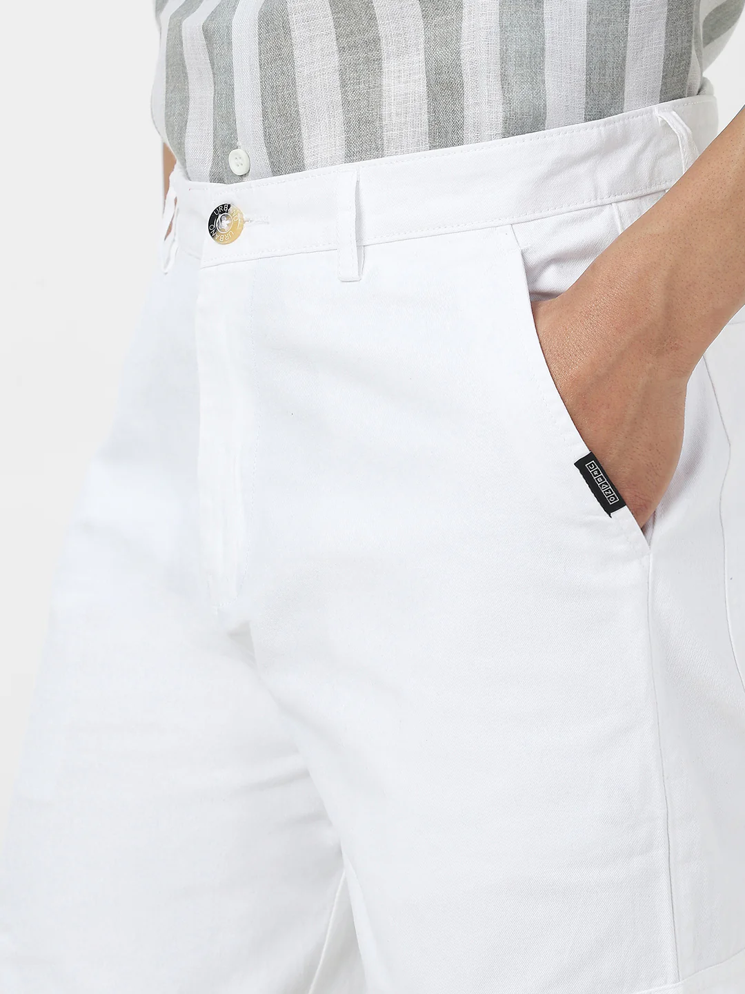 Urbano Fashion Men's White Loose Baggy Fit Solid Cargo Chino Pant with 6 Pockets Non-Stretchable - Image 6