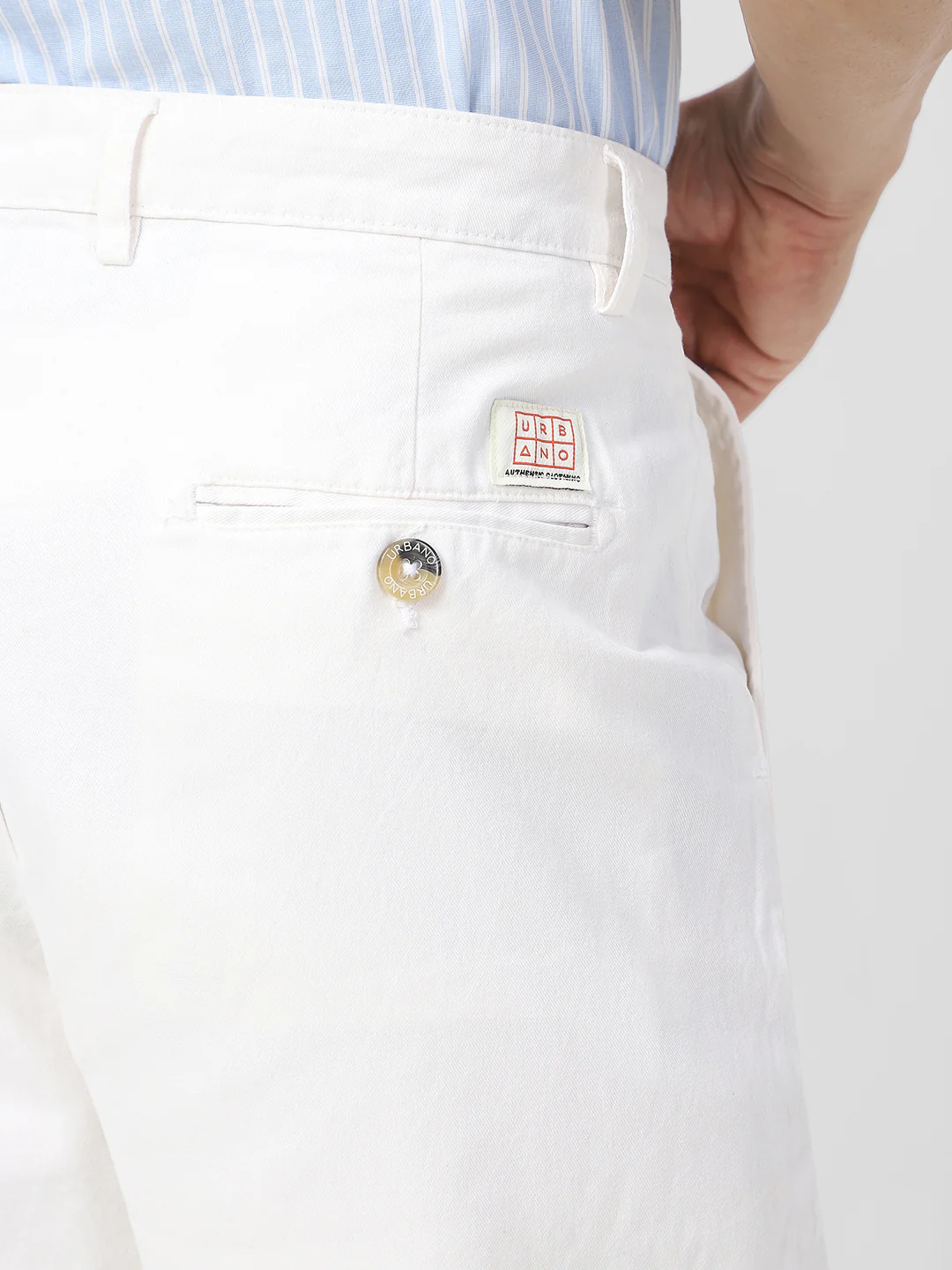Men's White Loose Baggy Fit Solid Chino Trousers Non-Stretchable - Image 7