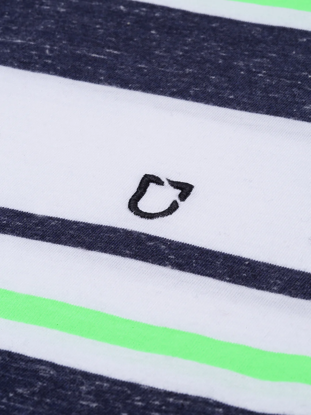 Men's White, Navy Blue, Green Striped Half Sleeve Slim Fit Cotton T-Shirt - Image 4