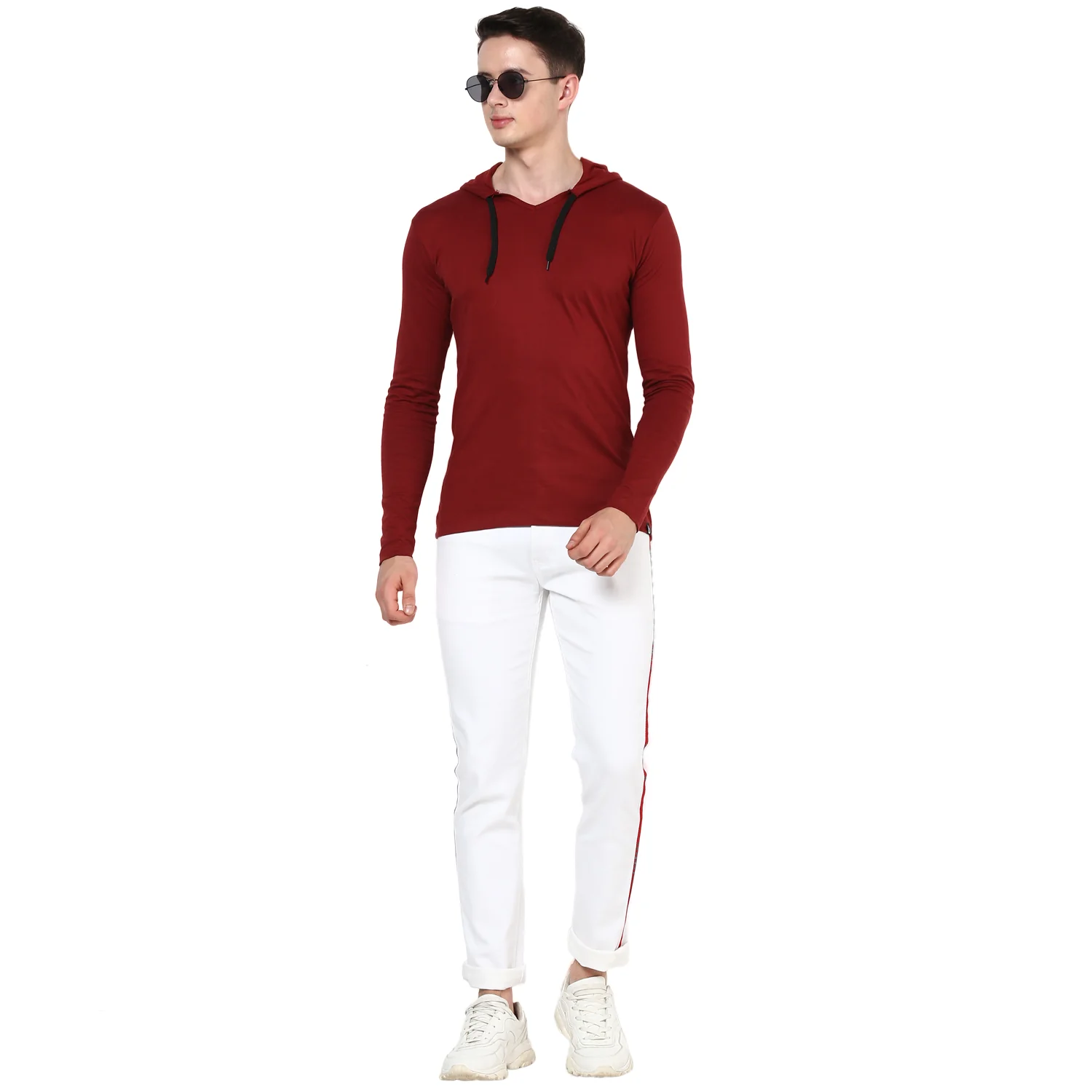 Men's White Side Striped Slim Fit Jeans Stretch - Image 4