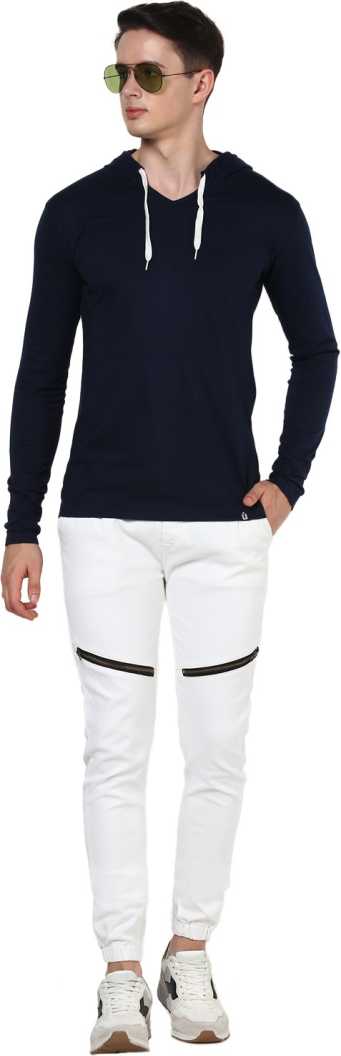 Men's White Slim Fit Zippered Jogger Jeans Stretch - Image 4