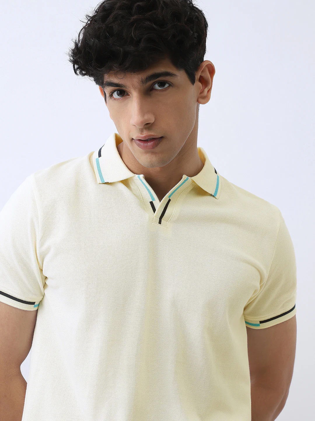 Men's White Solid Regular Fit Half Sleeve Cotton Polo T-Shirt - Image 5
