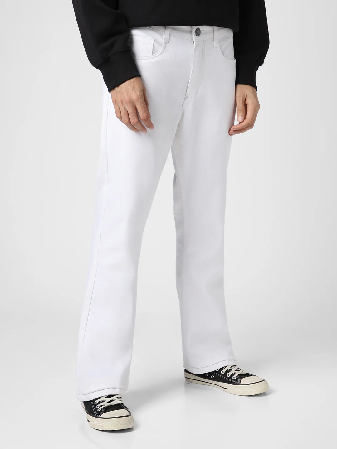 Men's White Washed Bootcut Jeans Stretchable - Image 2