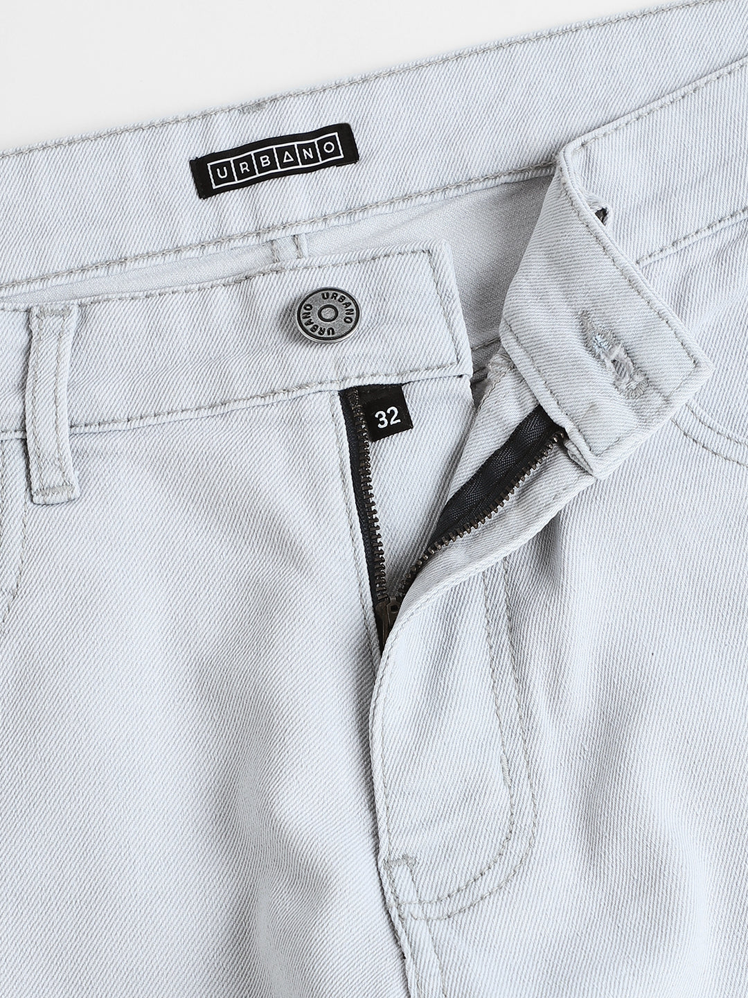 Men's Whitish Grey Regular Fit Washed Jeans Stretchable - Image 7