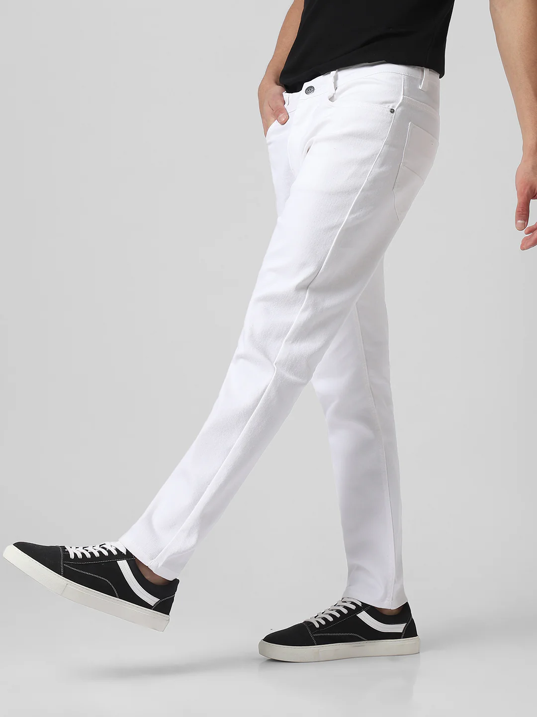 White Slim Fit Stretch Jeans for Men - Image 3