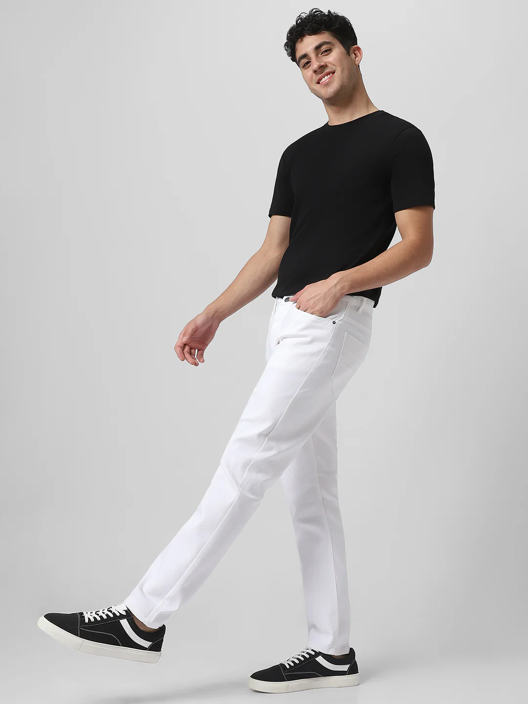 White Slim Fit Stretch Jeans for Men - Image 5