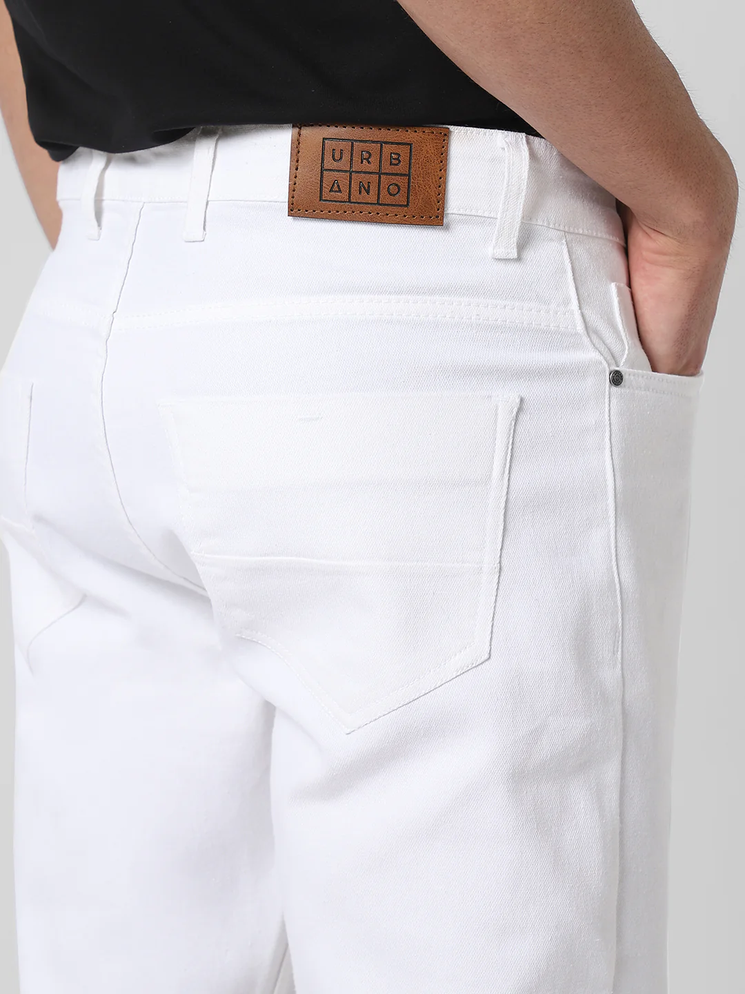 White Slim Fit Stretch Jeans for Men - Image 6