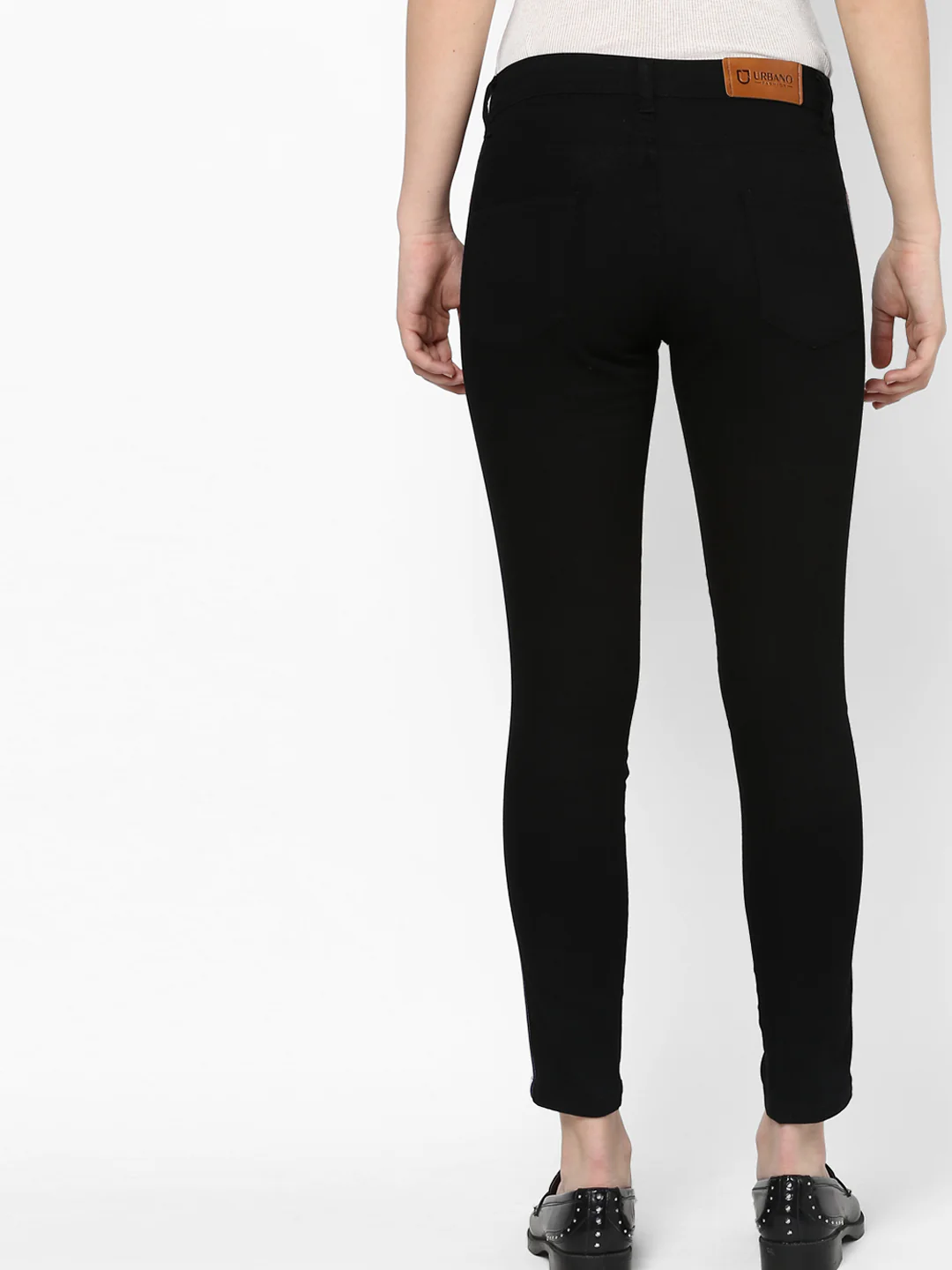 Women's Black Side Striped Skinny Fit Jeans Stretch - Image 3