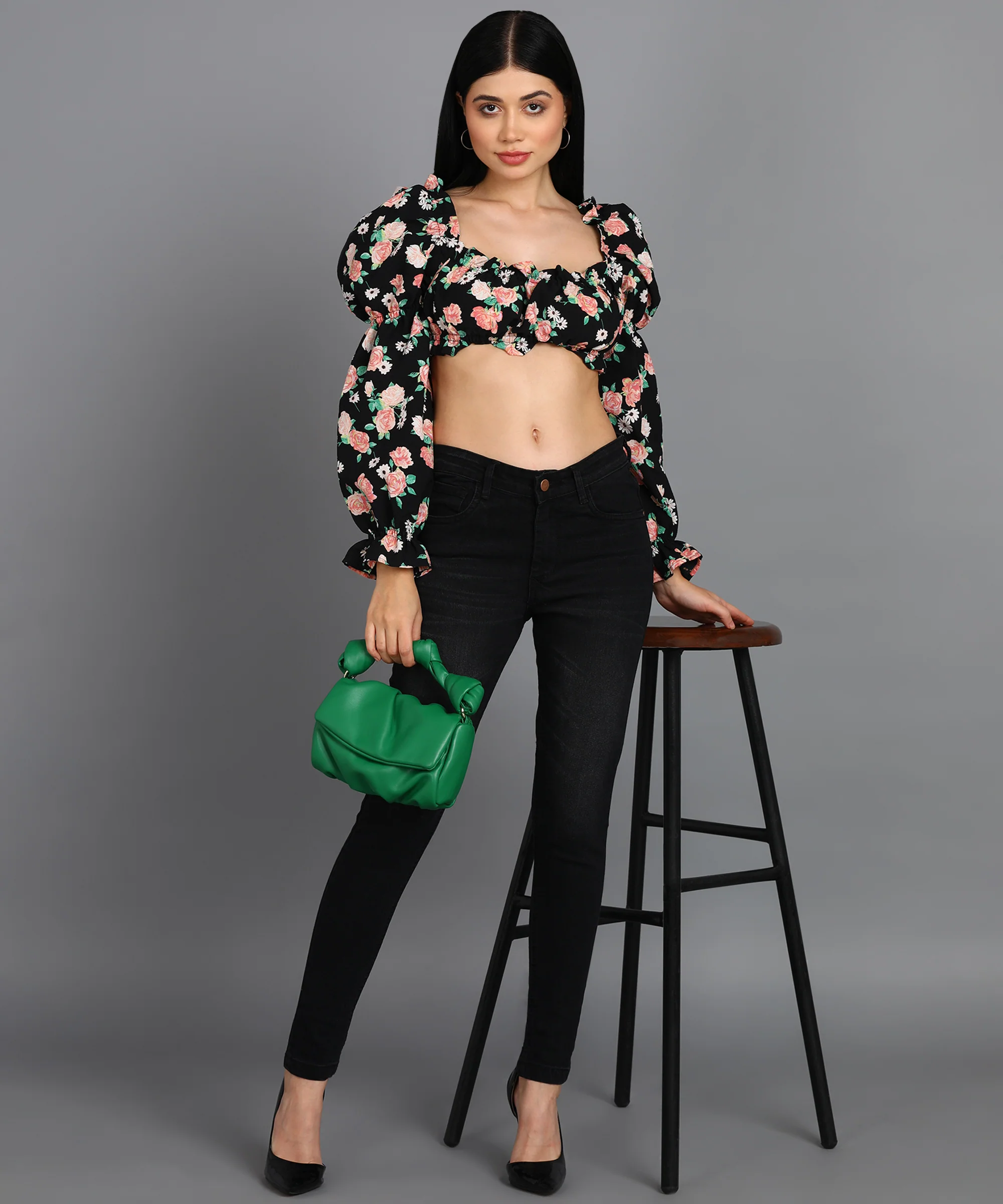 Women's Black Skinny Fit Washed Jeans - Image 4