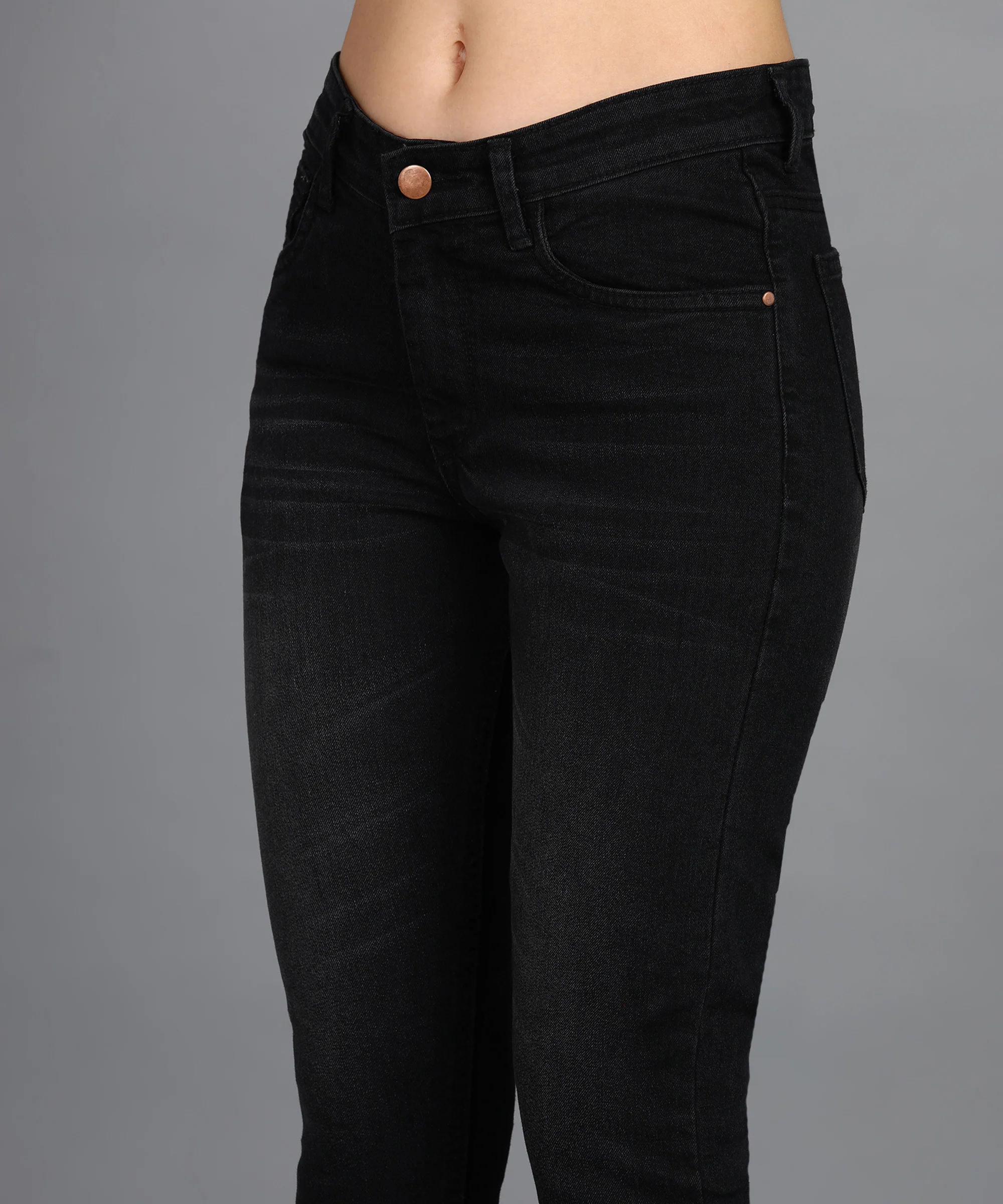 Women's Black Skinny Fit Washed Jeans - Image 5