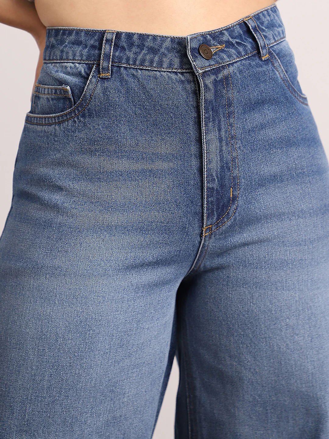 Women's Blue High Rise Baggy Fit Washed Jeans Non-Stretchable - Image 5