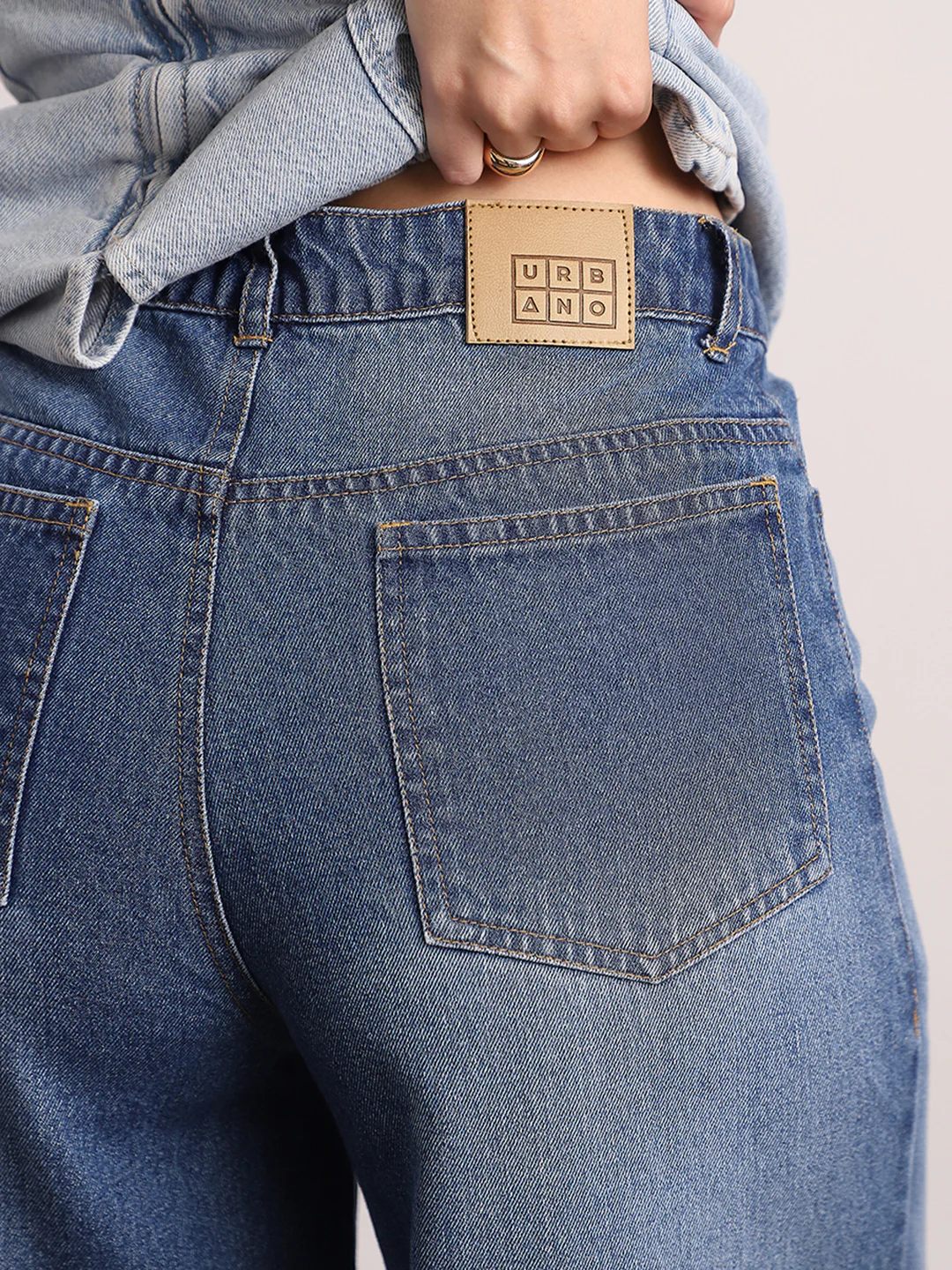 Women's Blue High Rise Baggy Fit Washed Jeans Non-Stretchable - Image 6
