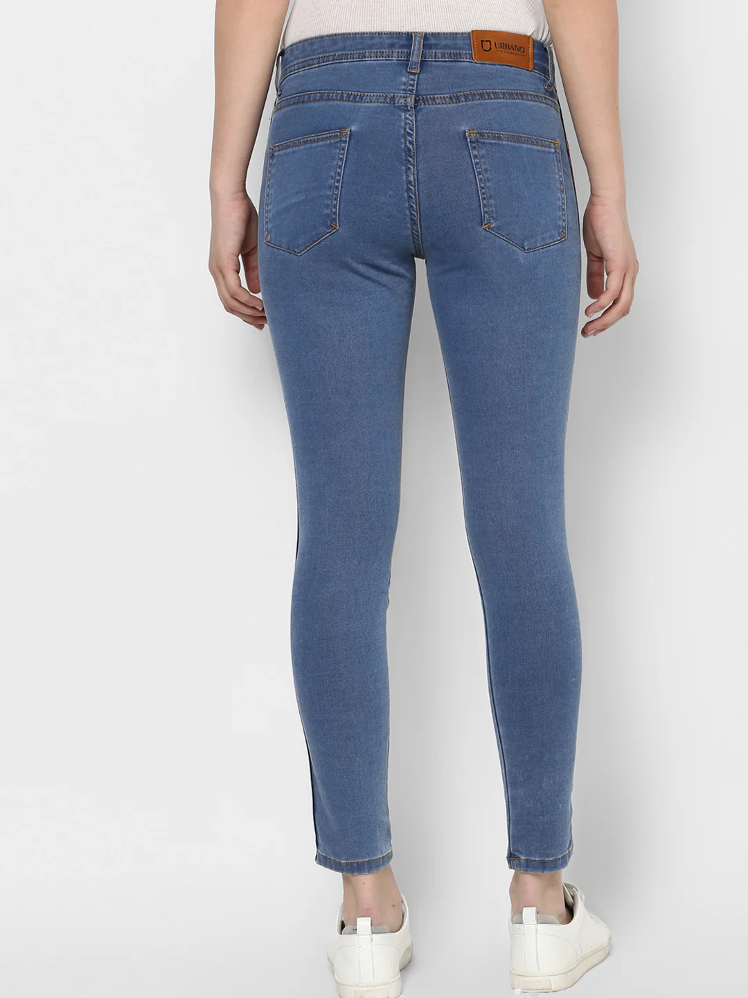 Women's Blue Side Striped Skinny Fit Jeans Stretch - Image 3