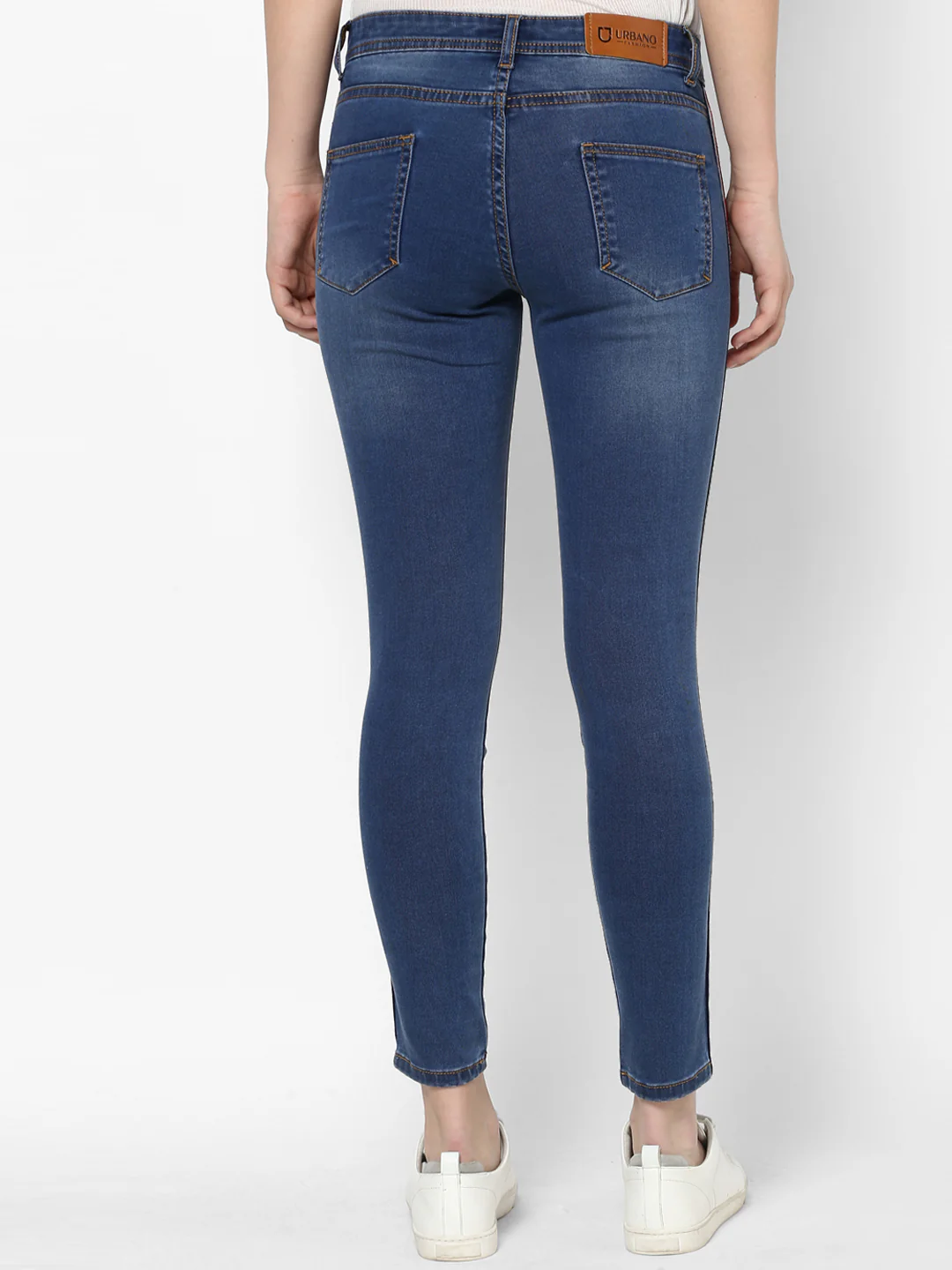 Women's Blue Side Striped Skinny Fit Jeans Stretch - Image 3