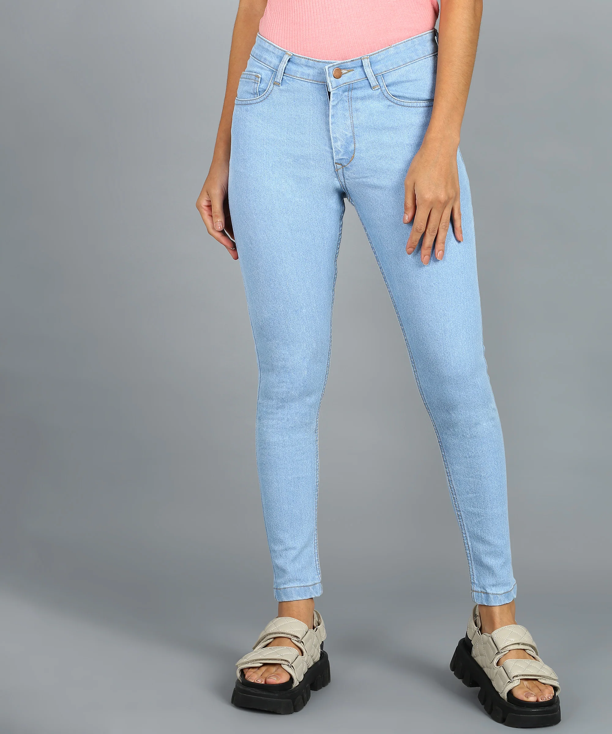Women's Blue Skinny Fit Washed Jeans