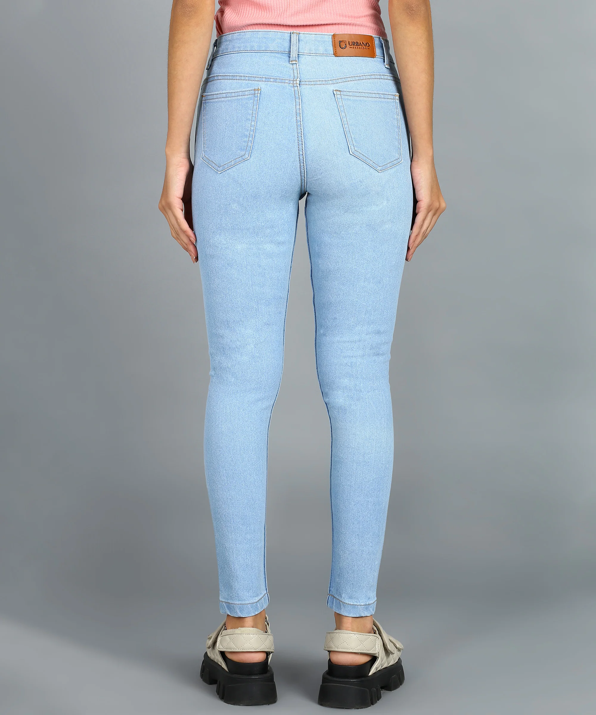 Women's Blue Skinny Fit Washed Jeans - Image 3