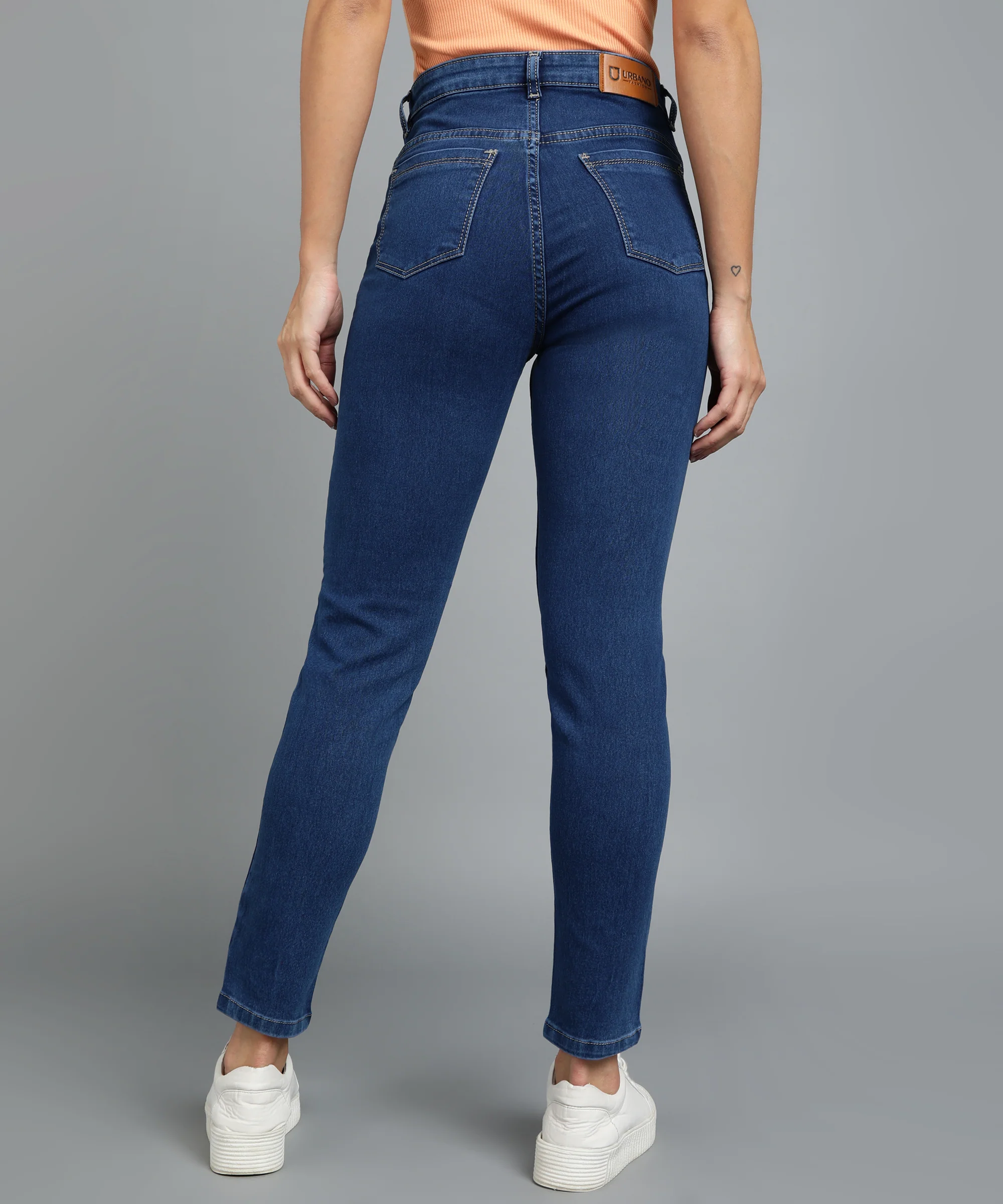 Women's Blue Skinny Fit Washed Jeans - Image 3