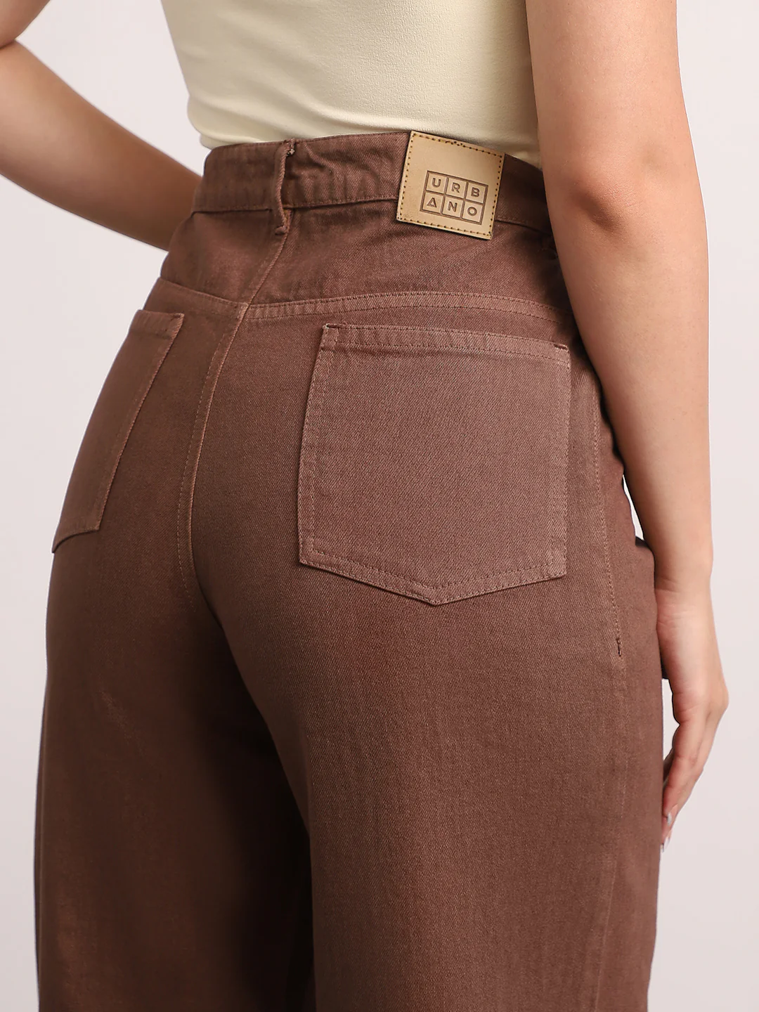 Women's Brown High Rise Baggy Fit Washed Jeans Non-Stretchable - Image 6