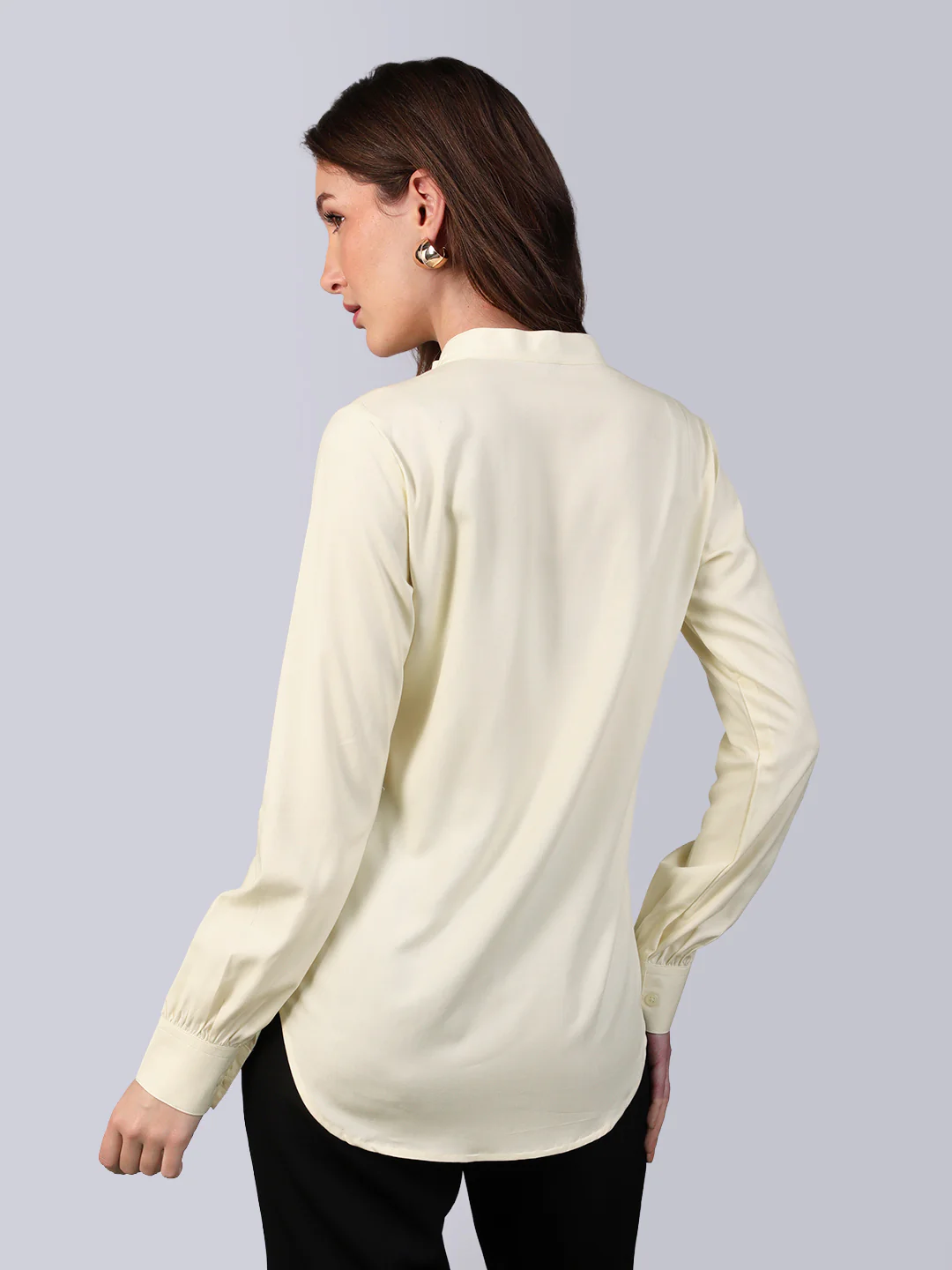 Women's Butter Modal Viscose Full Sleeve Regular Fit Casual Solid Shirt with Mandarin Collar - Image 4