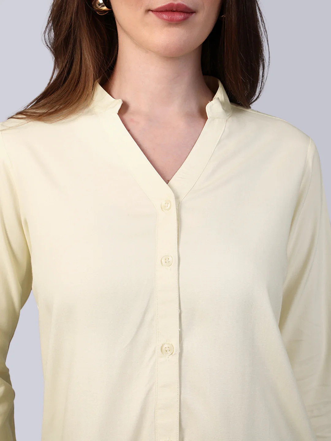 Women's Butter Modal Viscose Full Sleeve Regular Fit Casual Solid Shirt with Mandarin Collar - Image 6