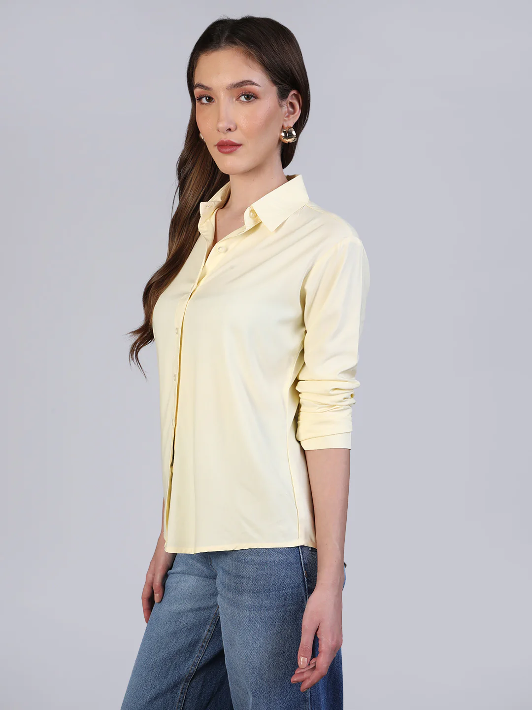 Women's Butter Modal Viscose Full Sleeve Regular Fit Casual Solid Shirt with Regular Collar - Image 3