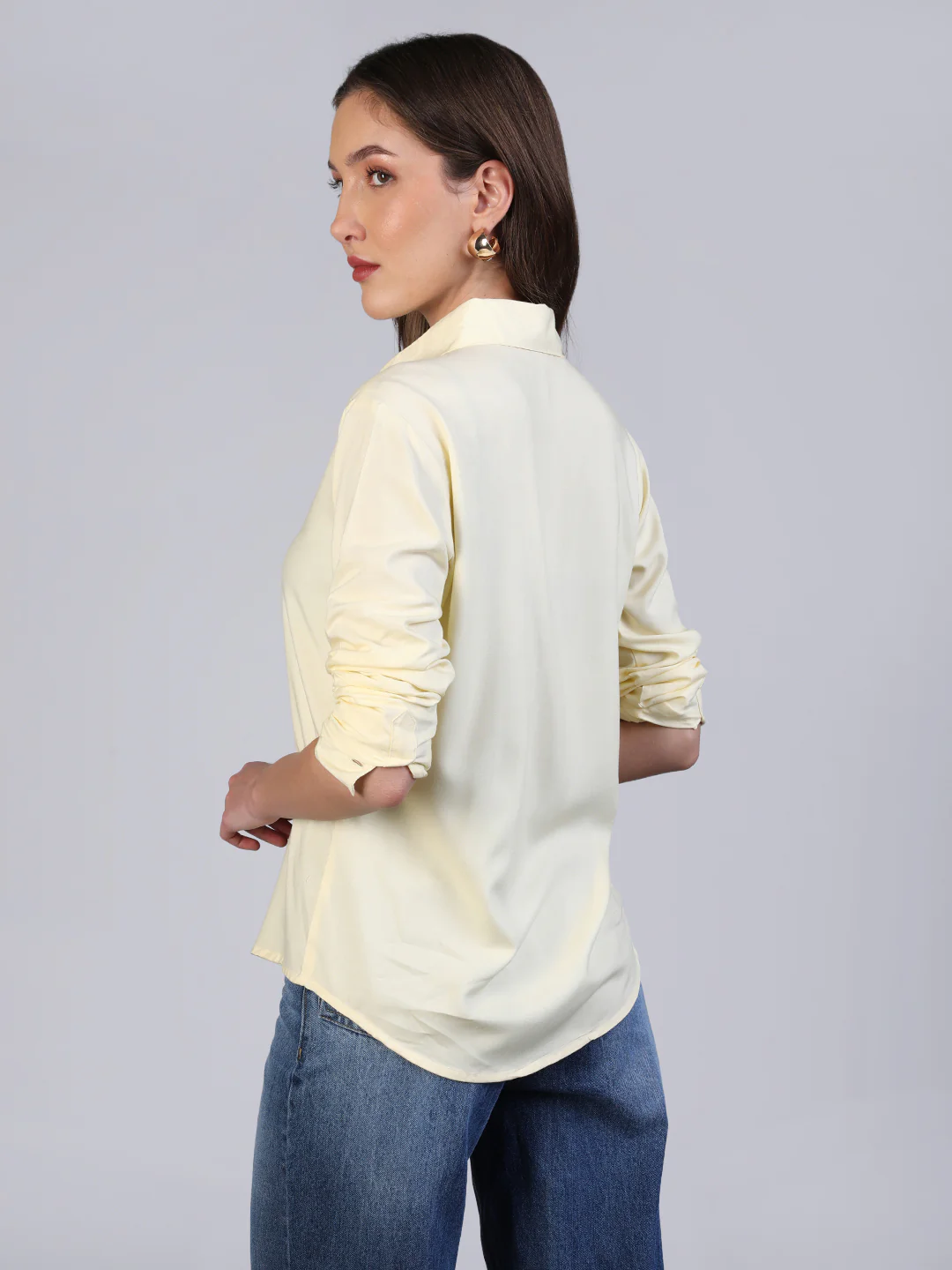 Women's Butter Modal Viscose Full Sleeve Regular Fit Casual Solid Shirt with Regular Collar - Image 4
