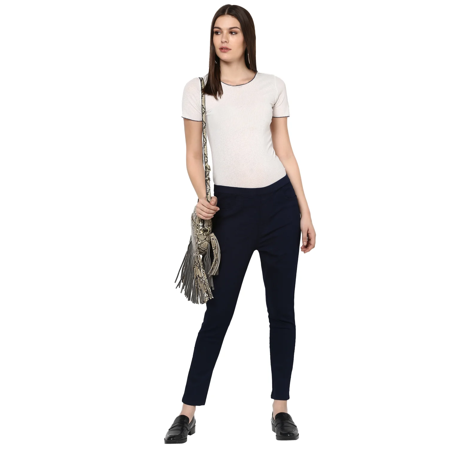Women's Dark Blue Skinny Fit Jeans Jegging Stretch - Image 5