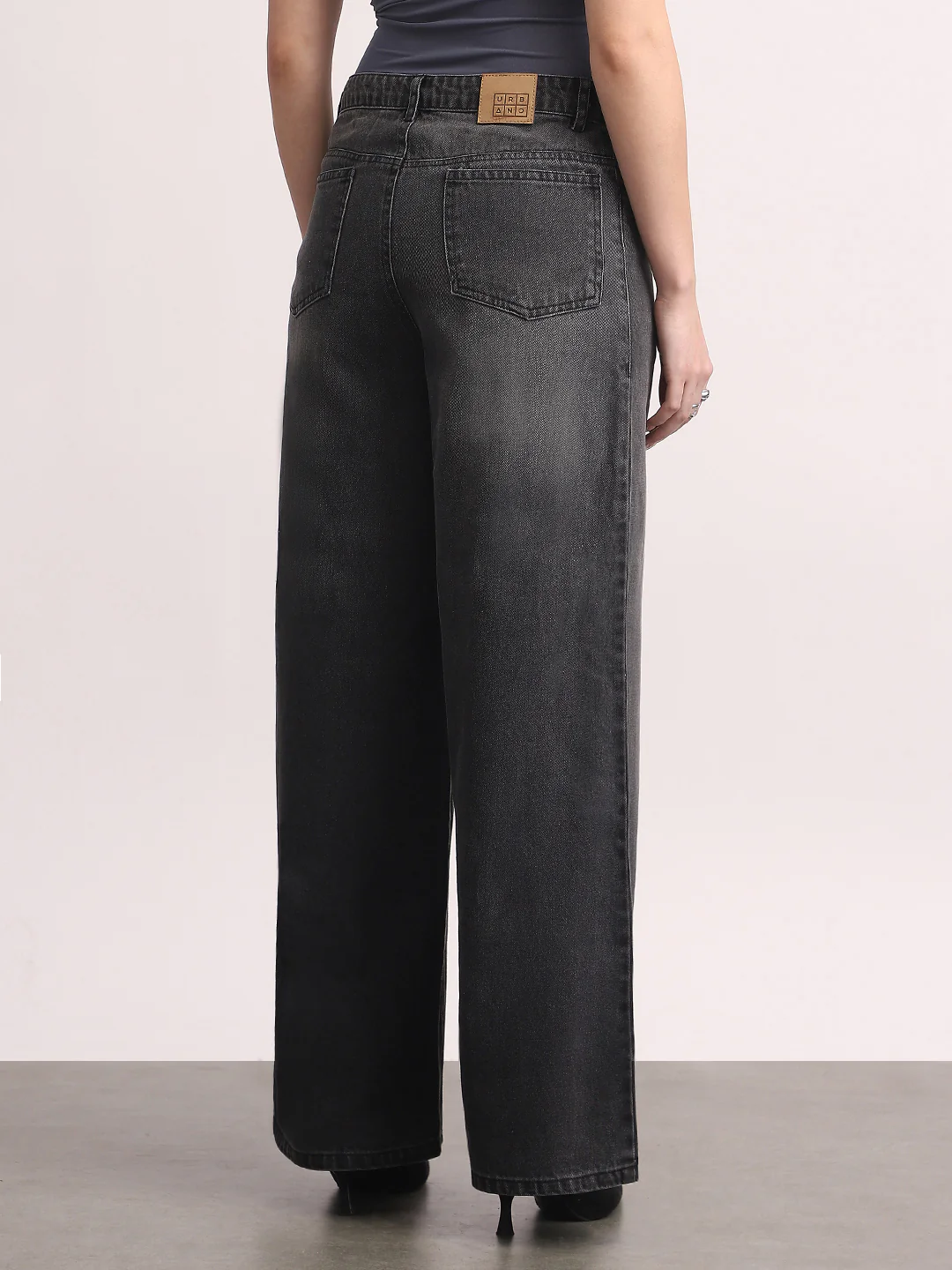 Women's Grey High Rise Baggy Fit Washed Jeans Non-Stretchable - Image 3