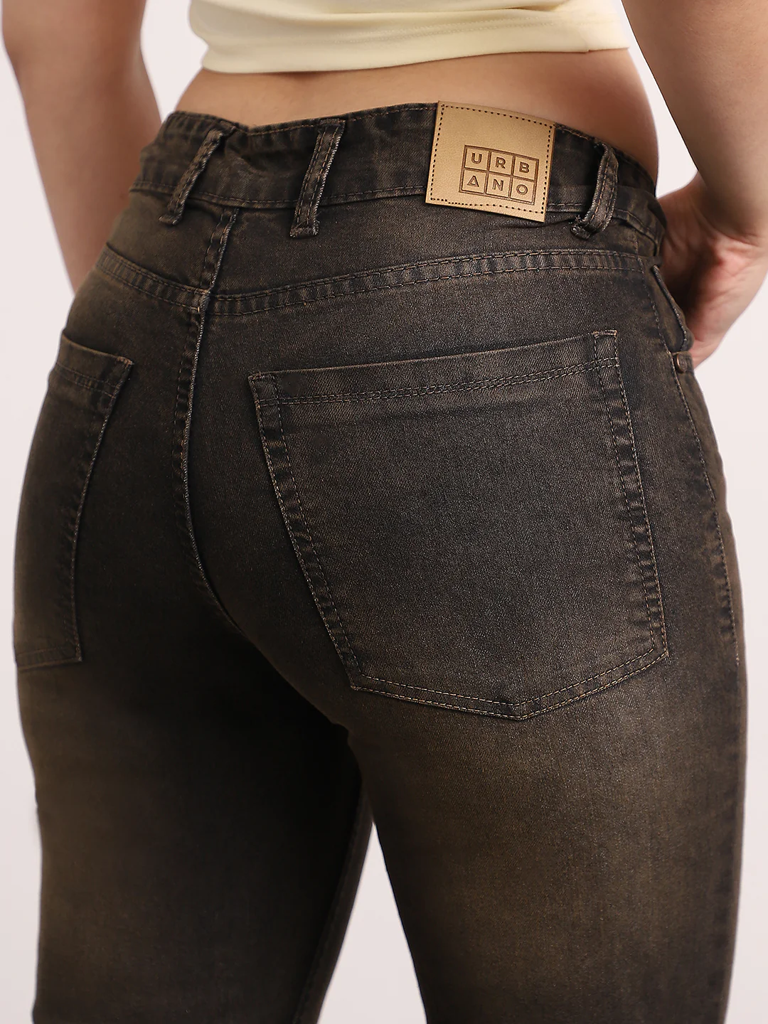 Women's Grey Mid Rise Bootcut Fit Washed Jeans Stretchable - Image 6