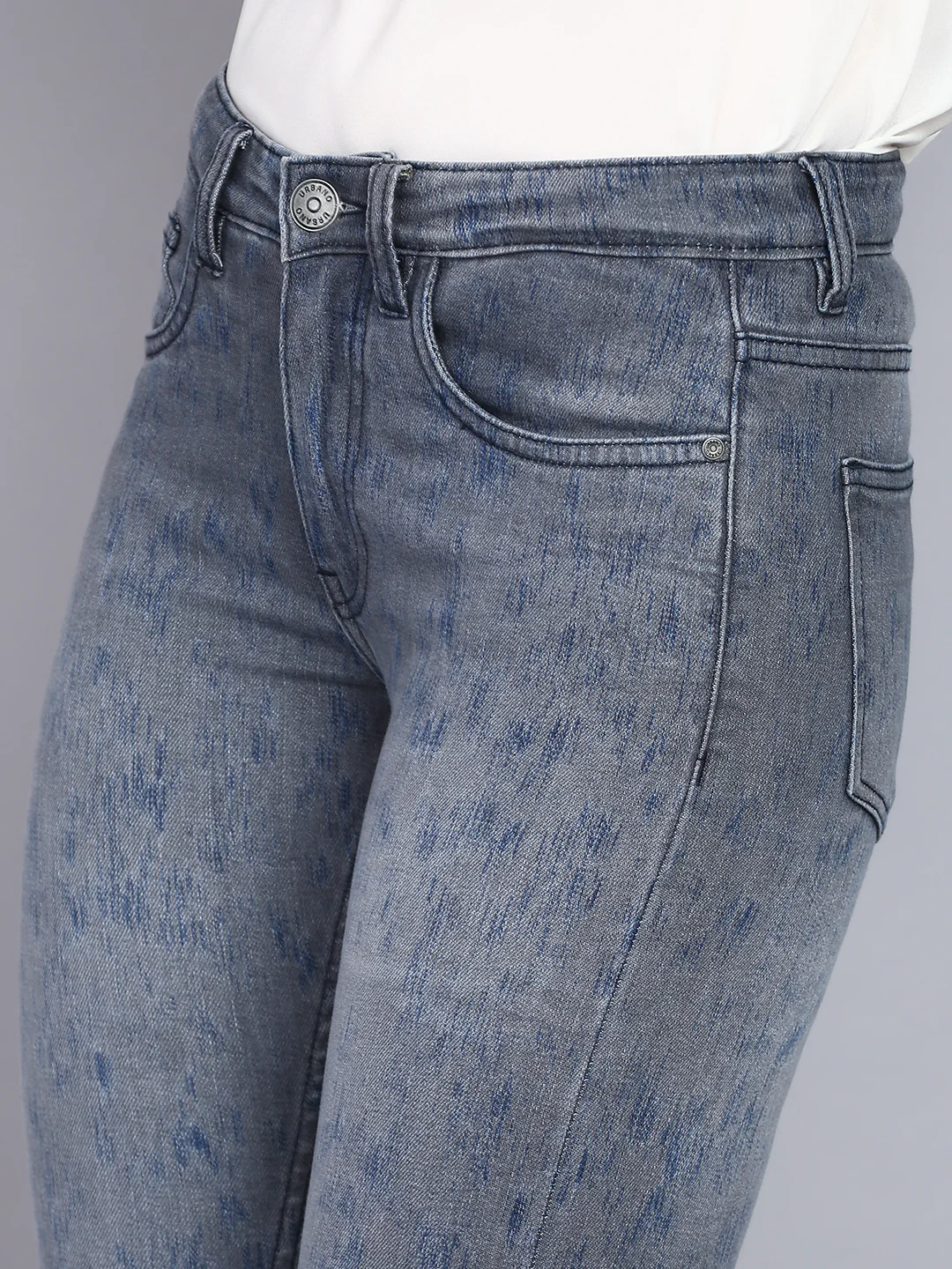 Women's Grey Skinny Fit Washed Jeans - Image 5