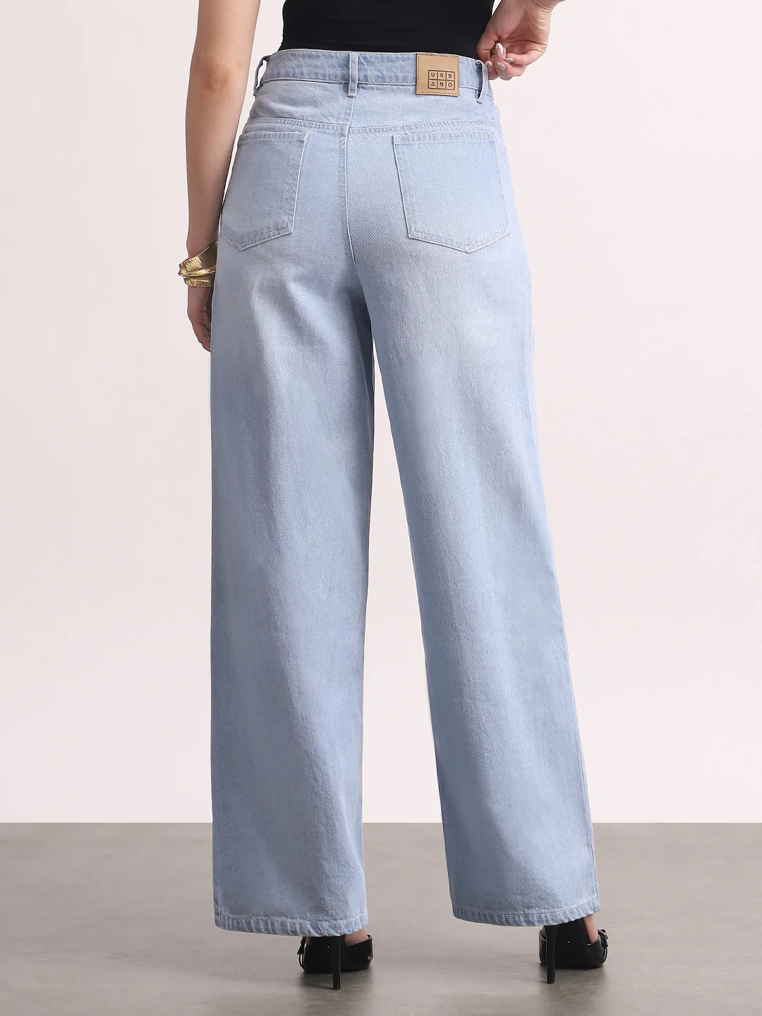 Women's Ice Blue High Rise Baggy Fit Washed Jeans Non-Stretchable - Image 3