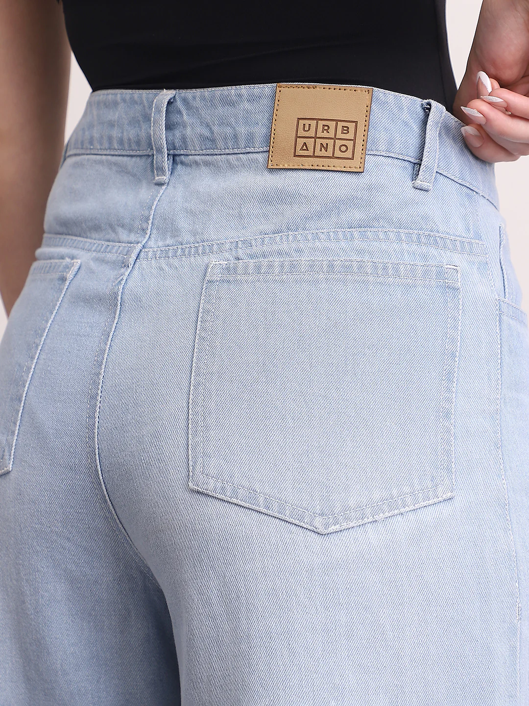 Women's Ice Blue High Rise Baggy Fit Washed Jeans Non-Stretchable - Image 5