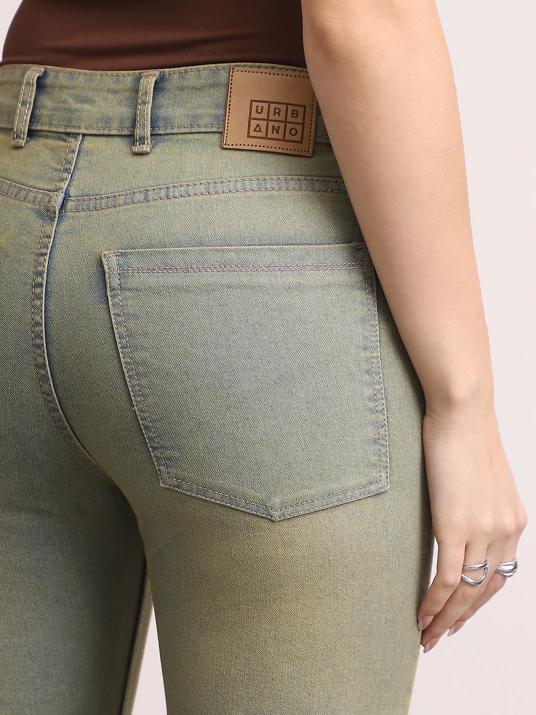 Women's Ice Blue Mid Rise Bootcut Fit Washed Jeans Stretchable - Image 6