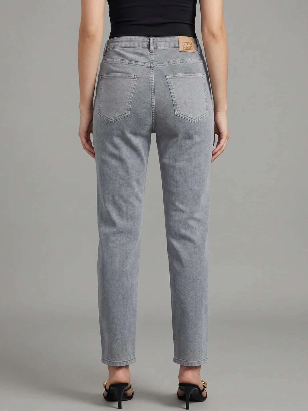 Women's Ice Grey High Rise Straight Fit Washed Jeans Non-Stretchable - Image 3