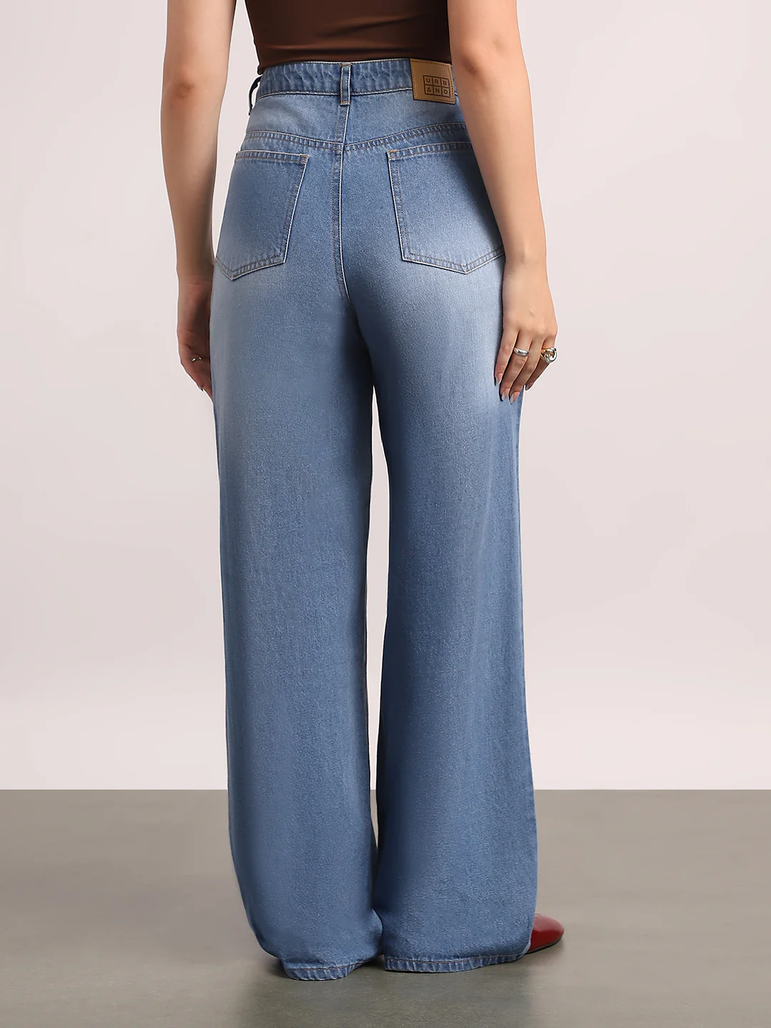 Women's Light Blue High Rise Baggy Fit Washed Jeans Non-Stretchable - Image 3
