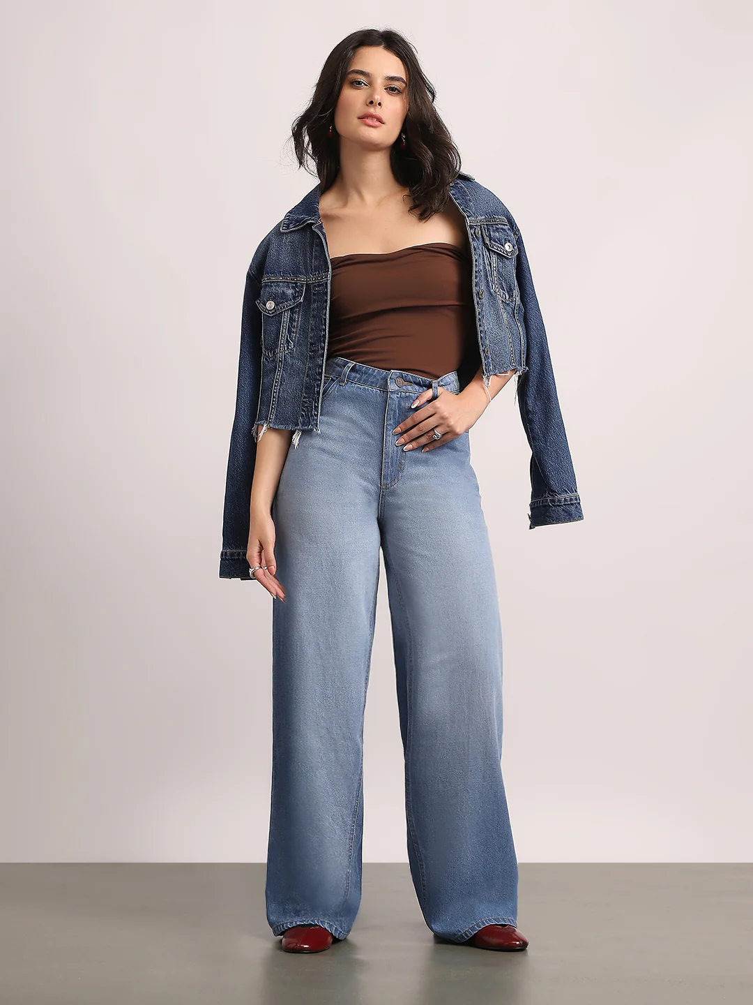 Women's Light Blue High Rise Baggy Fit Washed Jeans Non-Stretchable - Image 4
