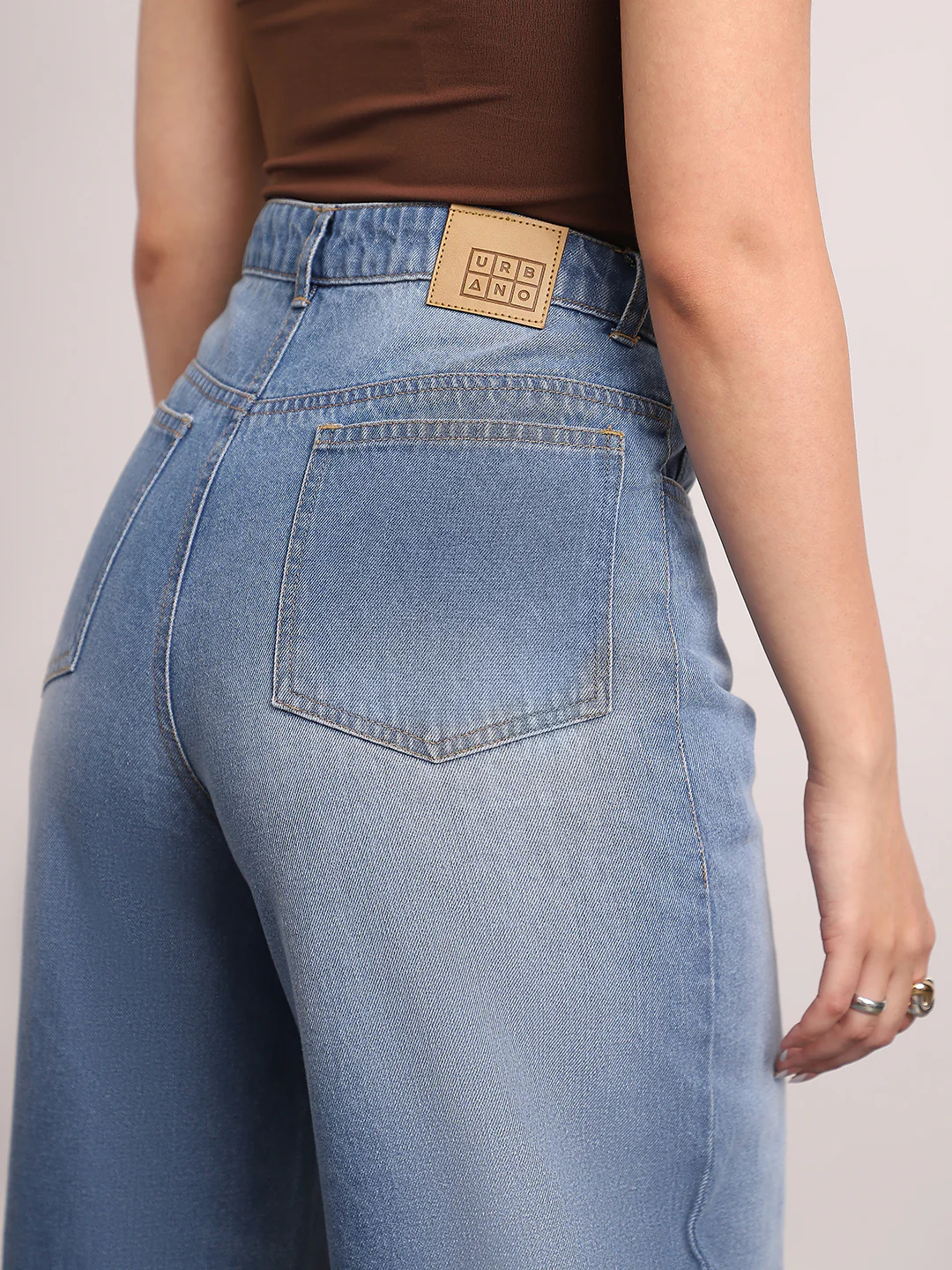 Women's Light Blue High Rise Baggy Fit Washed Jeans Non-Stretchable - Image 6