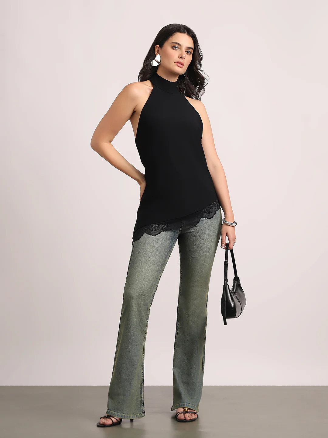 Women's Light Blue Mid Rise Bootcut Fit Washed Jeans Stretchable - Image 4