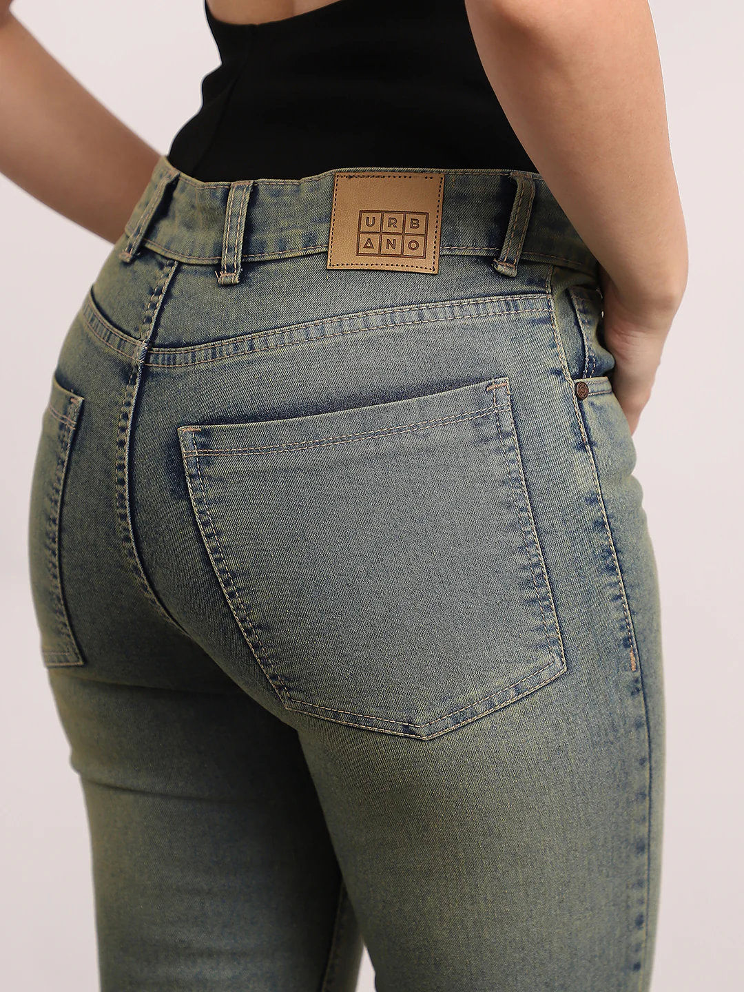 Women's Light Blue Mid Rise Bootcut Fit Washed Jeans Stretchable - Image 6