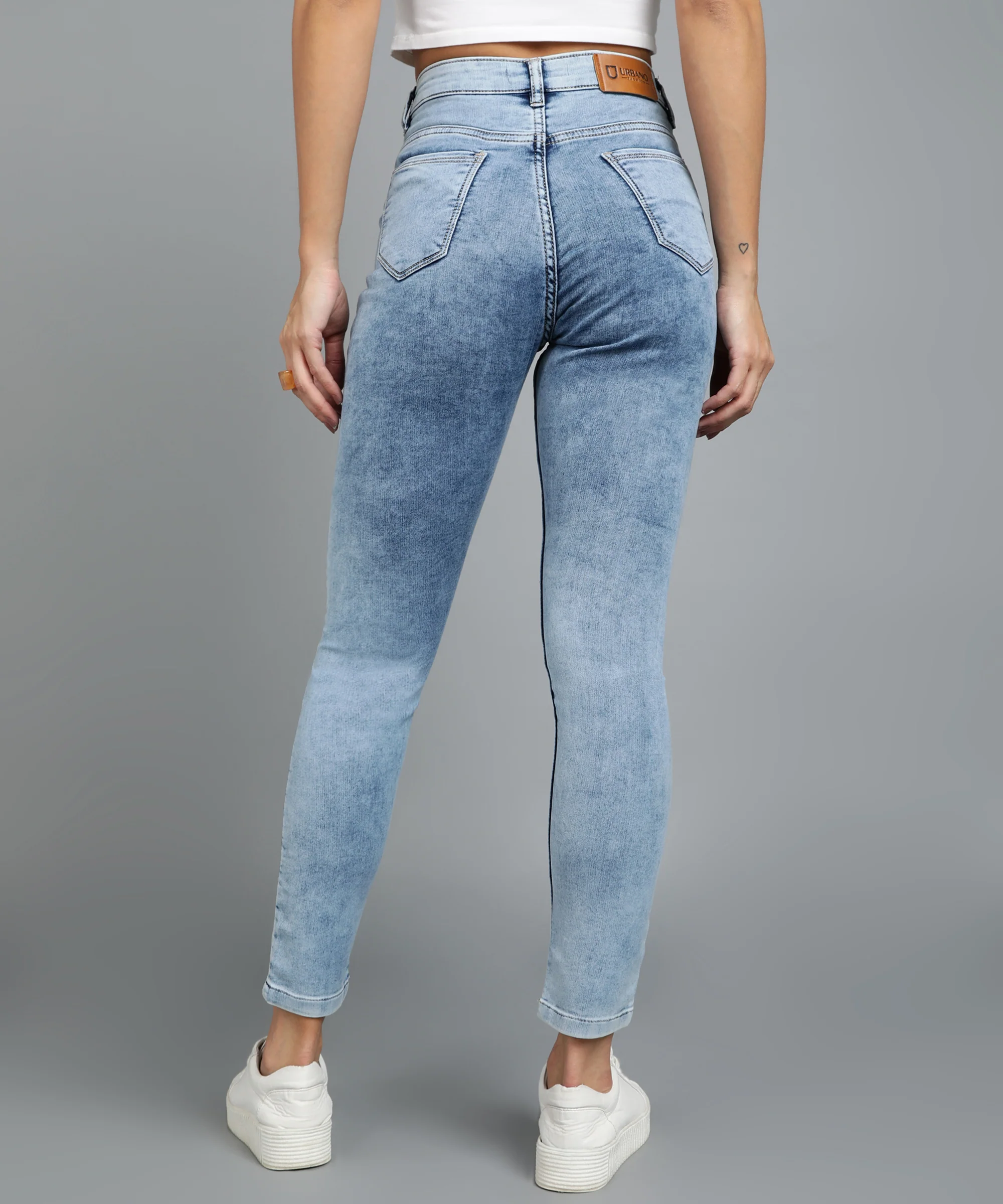 Women's Light Blue Skinny Fit Washed Jeans - Image 3