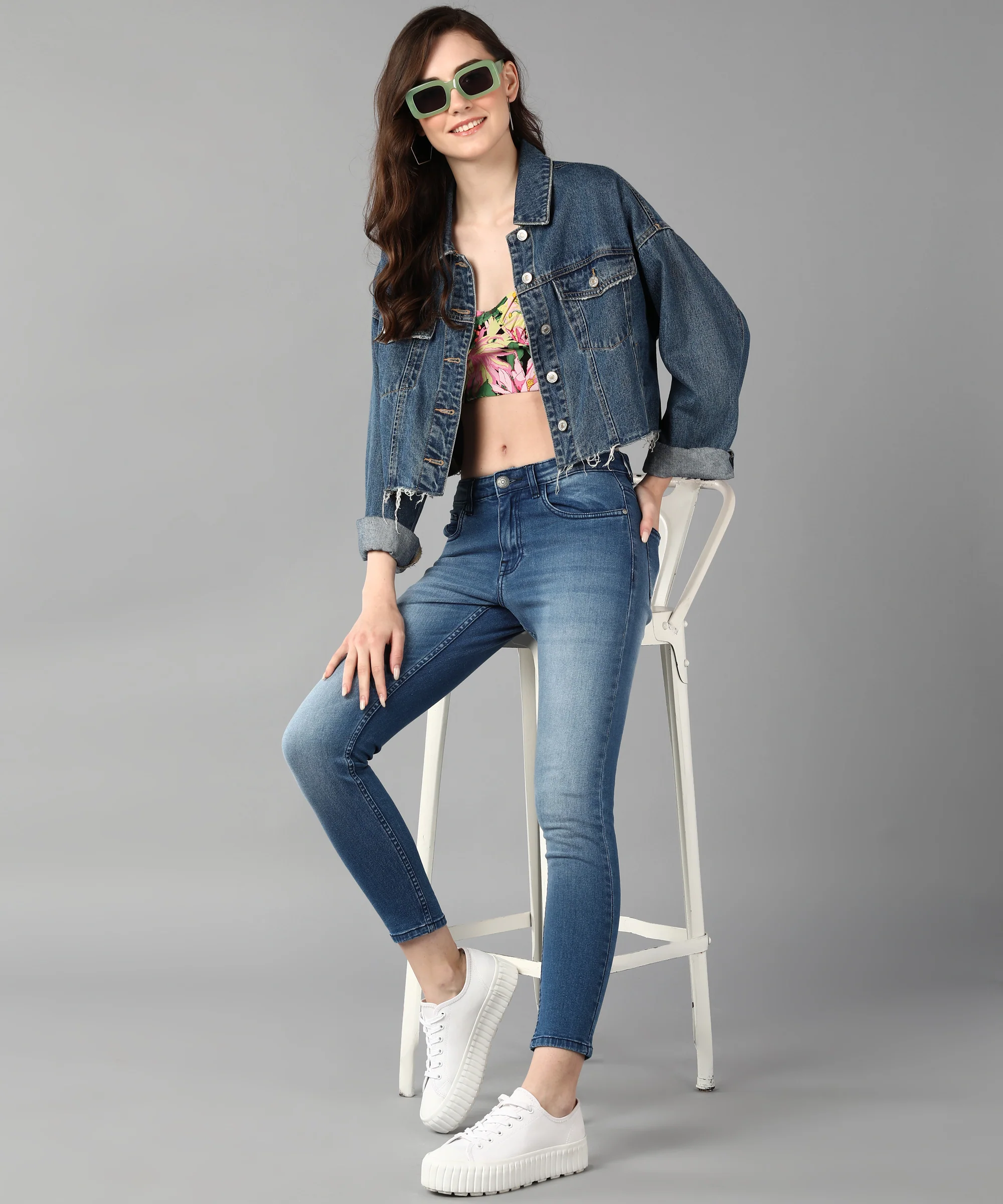 Women's Light Blue Skinny Fit Washed Jeans - Image 4