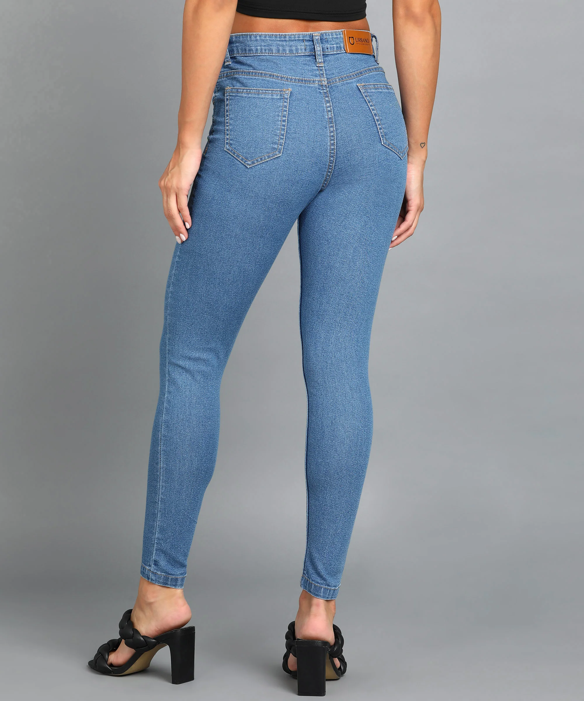 Women's Light Blue Skinny Fit Washed Jeans - Image 3